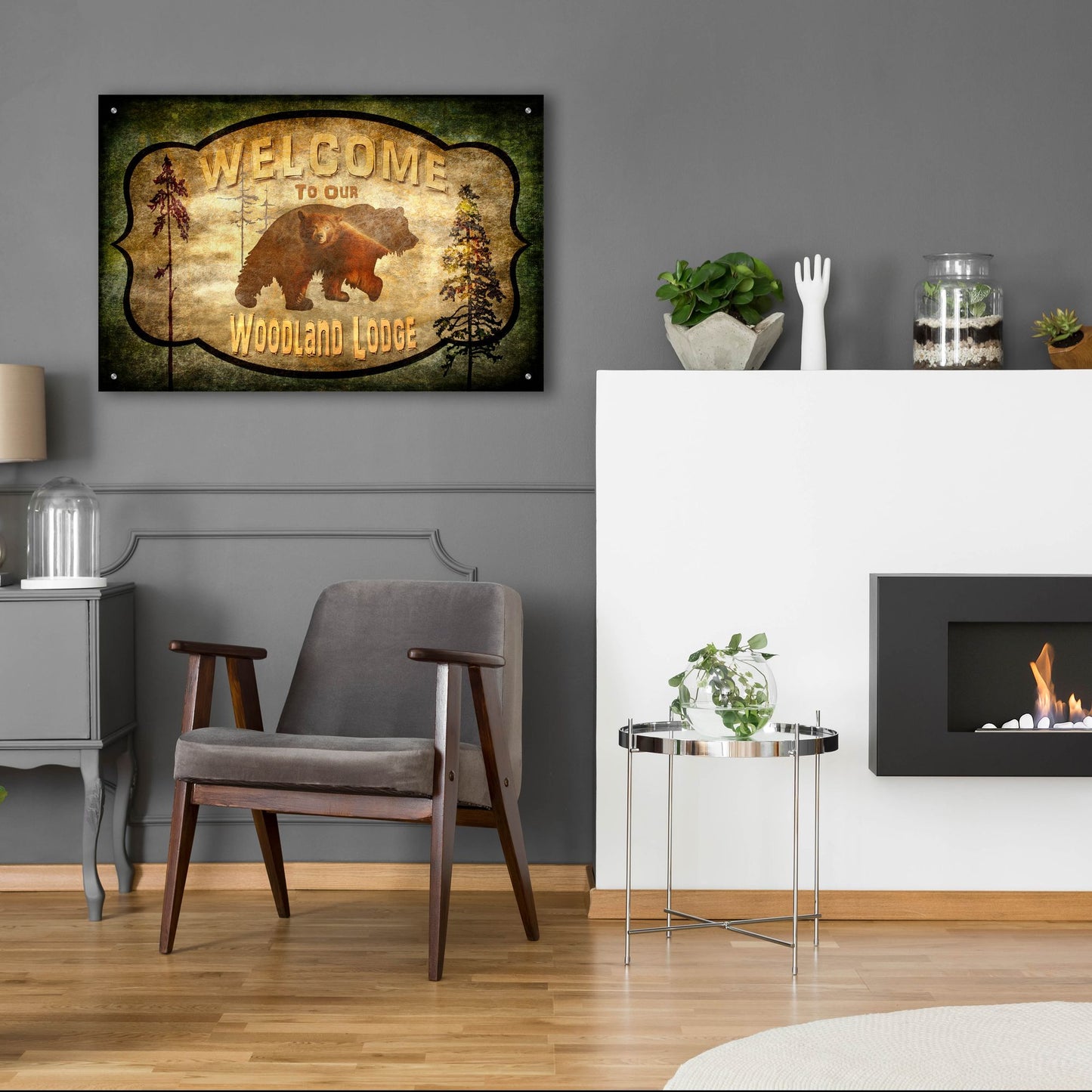 Epic Art 'Welcome Lodge Bear' by Lightbox Journal, Acrylic Glass Wall Art,36x24