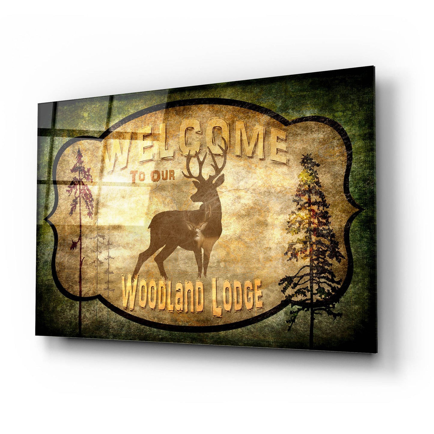 Epic Art 'Welcome Lodge Deer' by Lightbox Journal, Acrylic Glass Wall Art,24x16