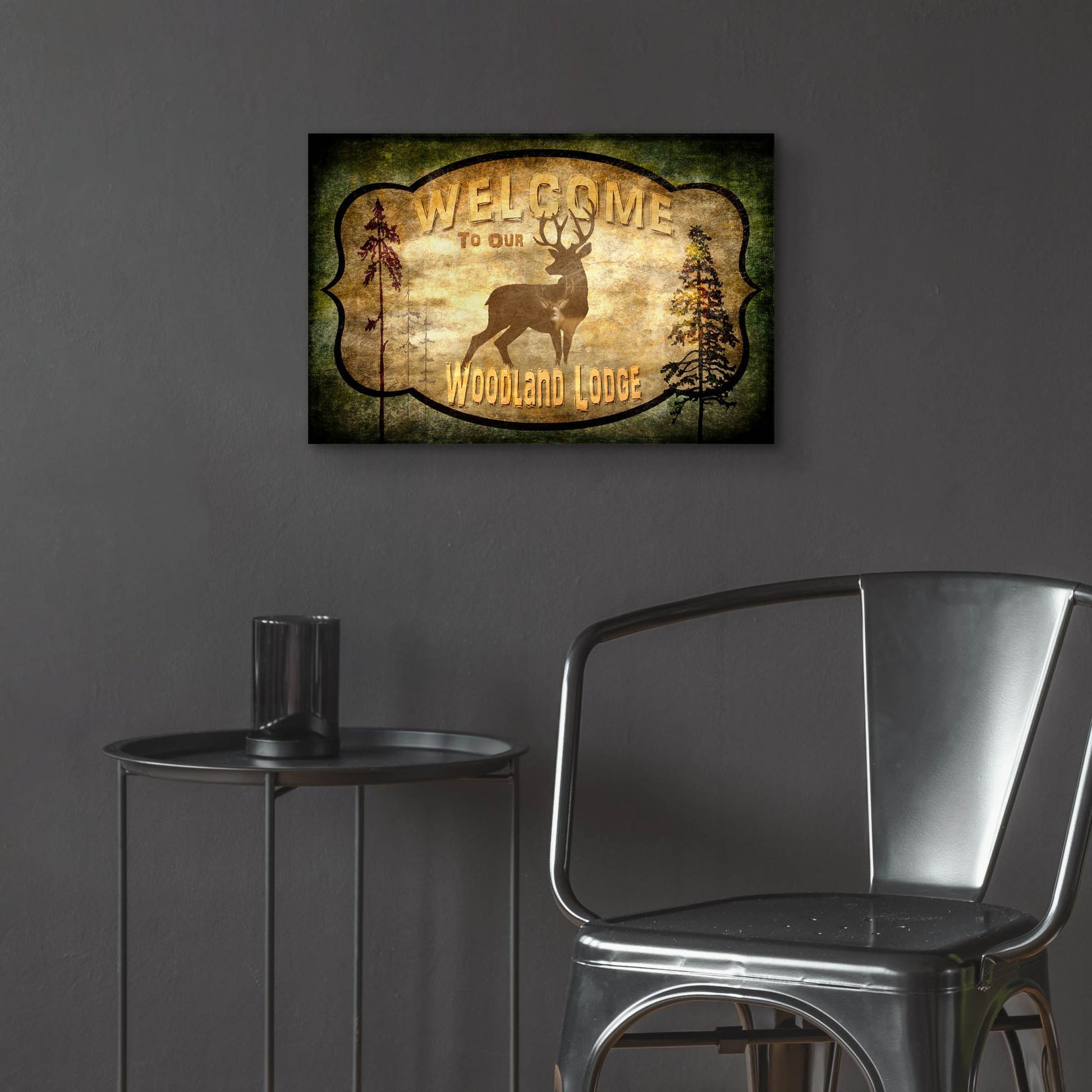 Epic Art 'Welcome Lodge Deer' by Lightbox Journal, Acrylic Glass Wall Art,24x16