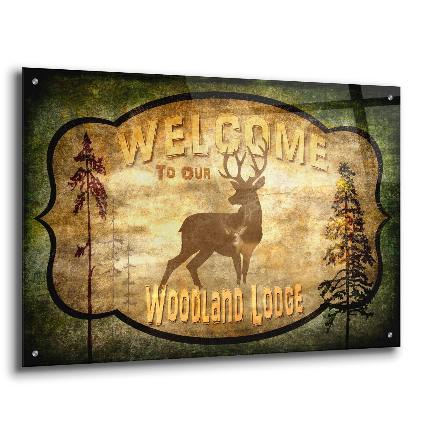 Epic Art 'Welcome Lodge Deer' by Lightbox Journal, Acrylic Glass Wall Art,36x24