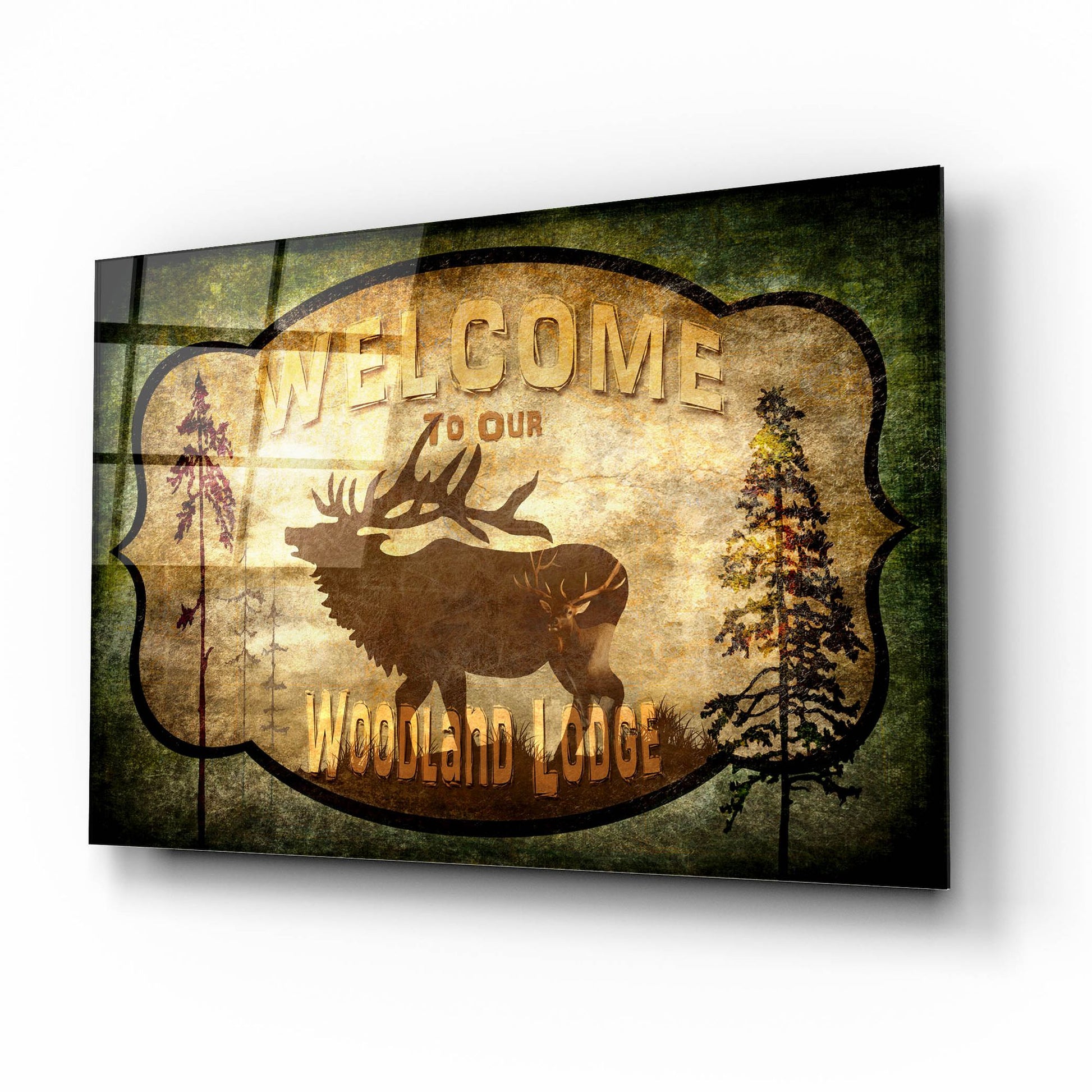 Epic Art 'Welcome Lodge Elk' by Lightbox Journal, Acrylic Glass Wall Art,16x12