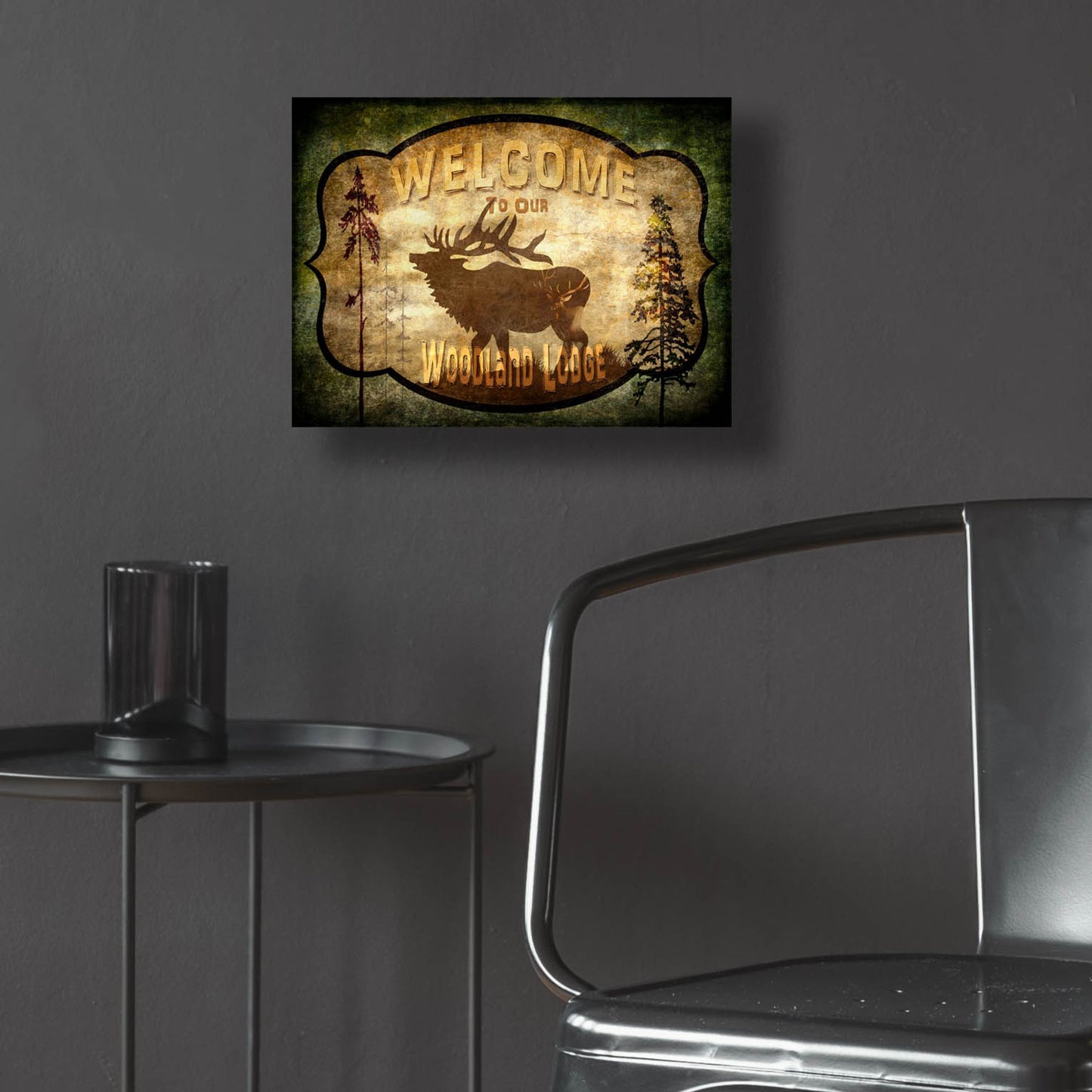 Epic Art 'Welcome Lodge Elk' by Lightbox Journal, Acrylic Glass Wall Art,16x12