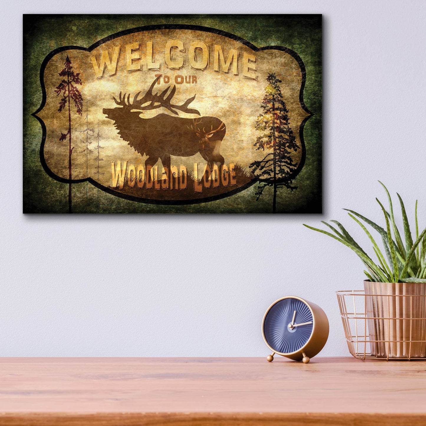 Epic Art 'Welcome Lodge Elk' by Lightbox Journal, Acrylic Glass Wall Art,16x12