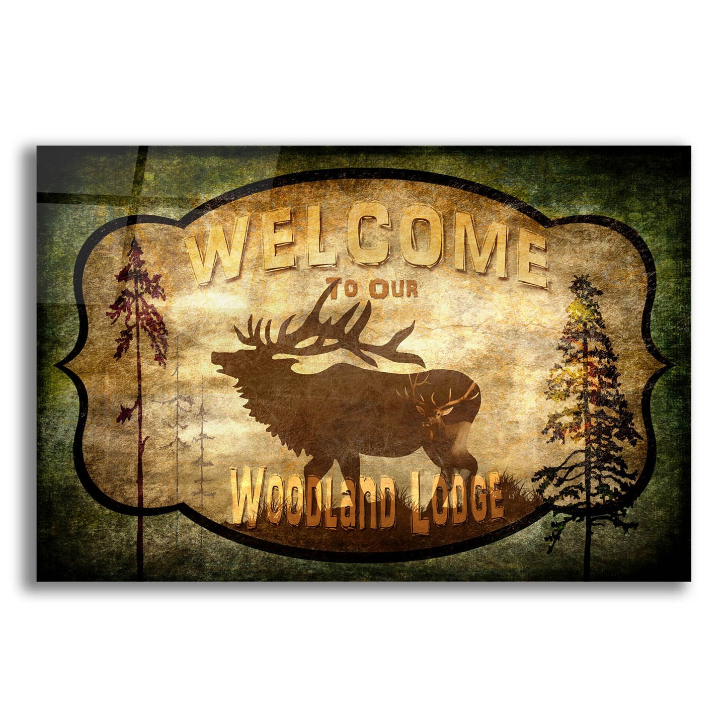 Epic Art 'Welcome Lodge Elk' by Lightbox Journal, Acrylic Glass Wall Art,16x12