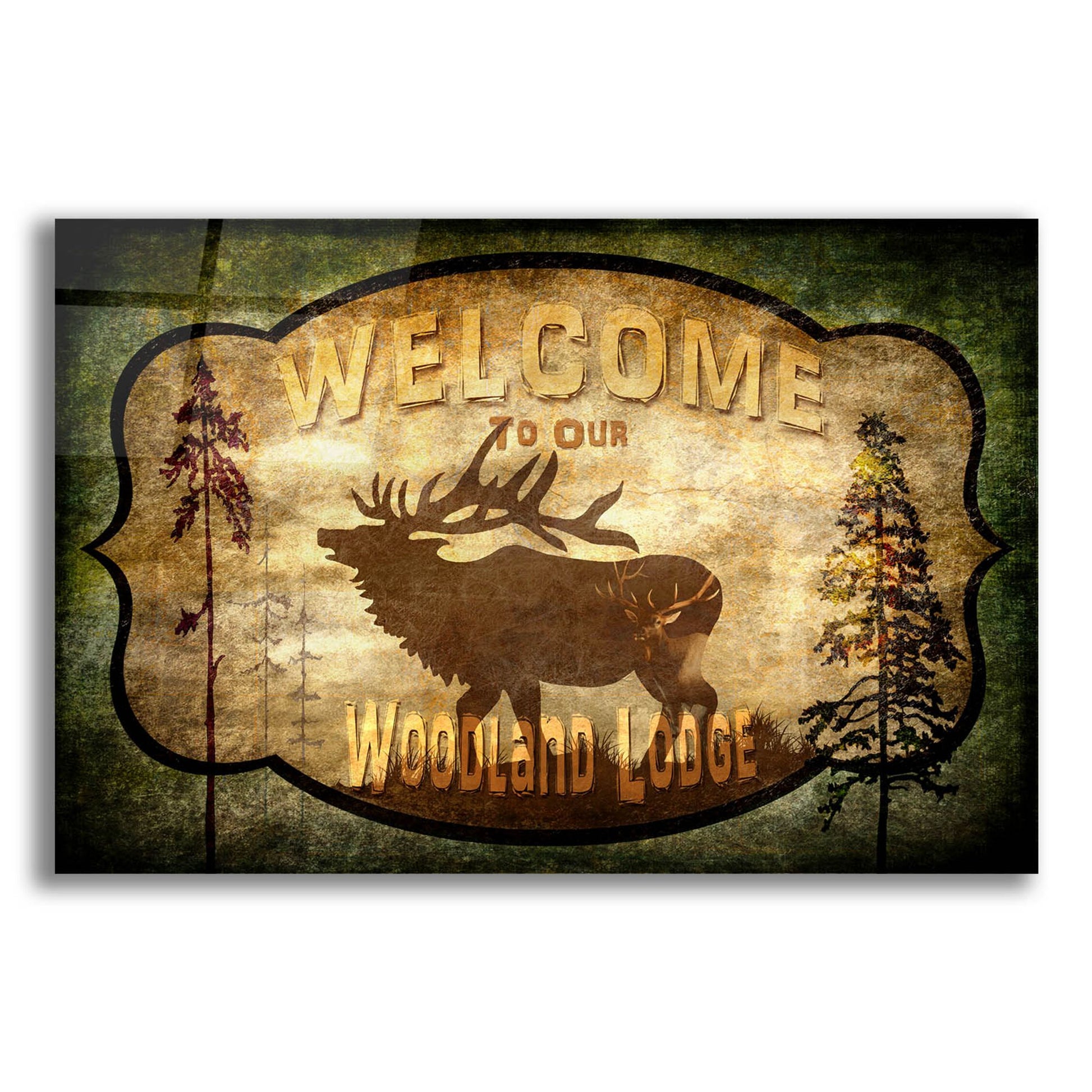 Epic Art 'Welcome Lodge Elk' by Lightbox Journal, Acrylic Glass Wall Art,24x16