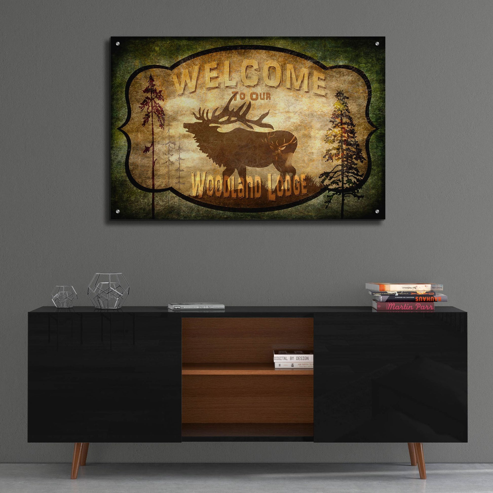 Epic Art 'Welcome Lodge Elk' by Lightbox Journal, Acrylic Glass Wall Art,36x24