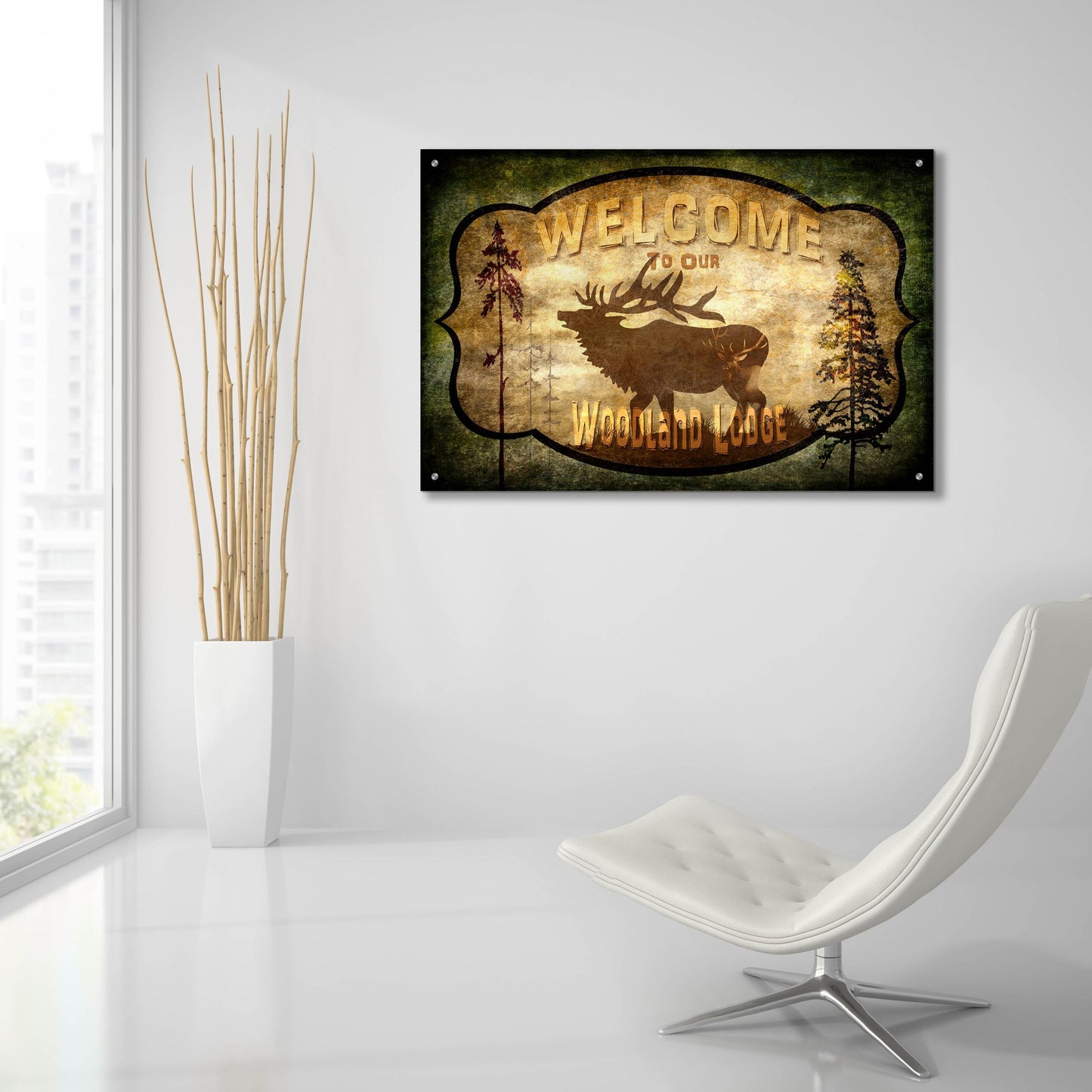 Epic Art 'Welcome Lodge Elk' by Lightbox Journal, Acrylic Glass Wall Art,36x24