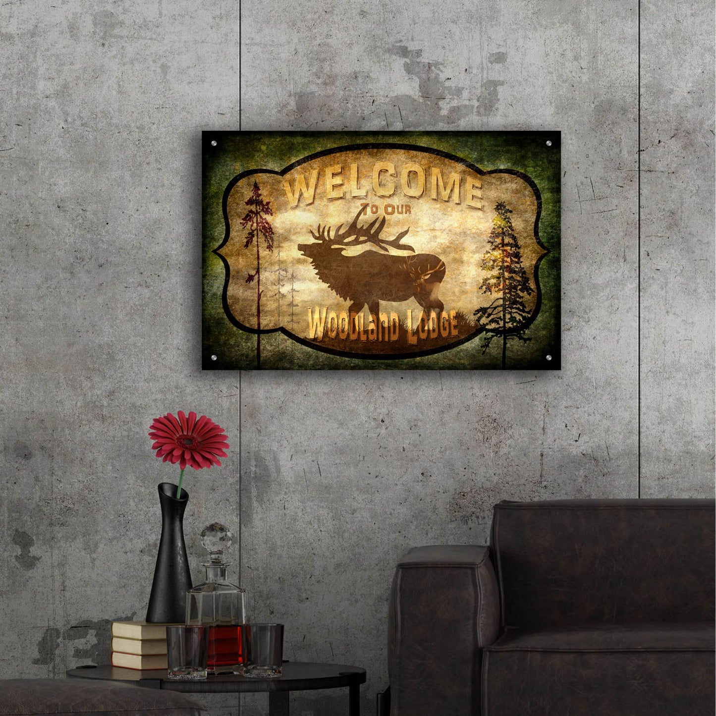 Epic Art 'Welcome Lodge Elk' by Lightbox Journal, Acrylic Glass Wall Art,36x24