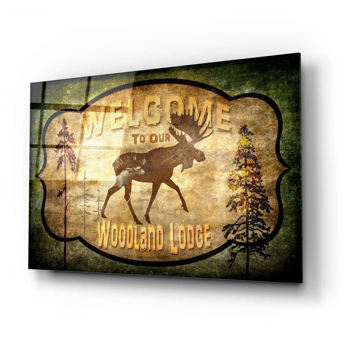 Epic Art 'Welcome Lodge Moose' by Lightbox Journal, Acrylic Glass Wall Art,24x16