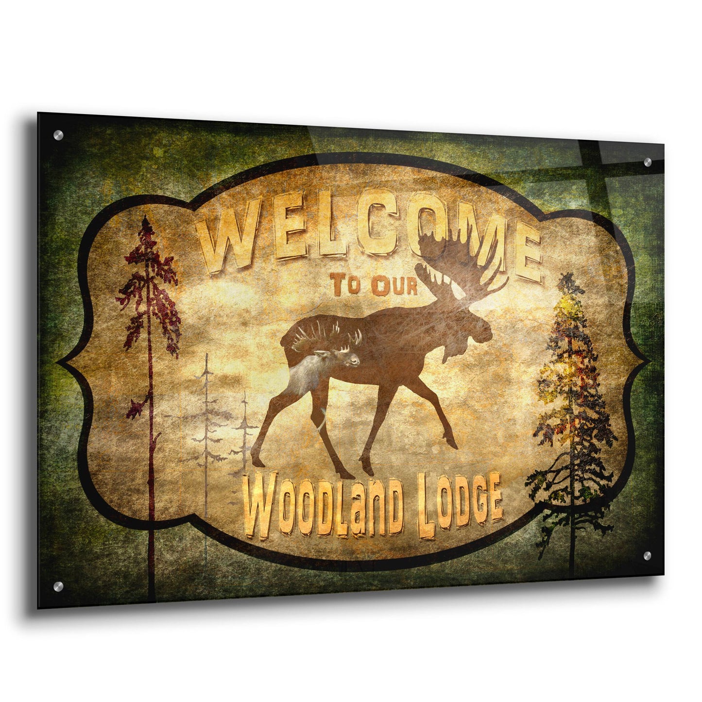 Epic Art 'Welcome Lodge Moose' by Lightbox Journal, Acrylic Glass Wall Art,36x24