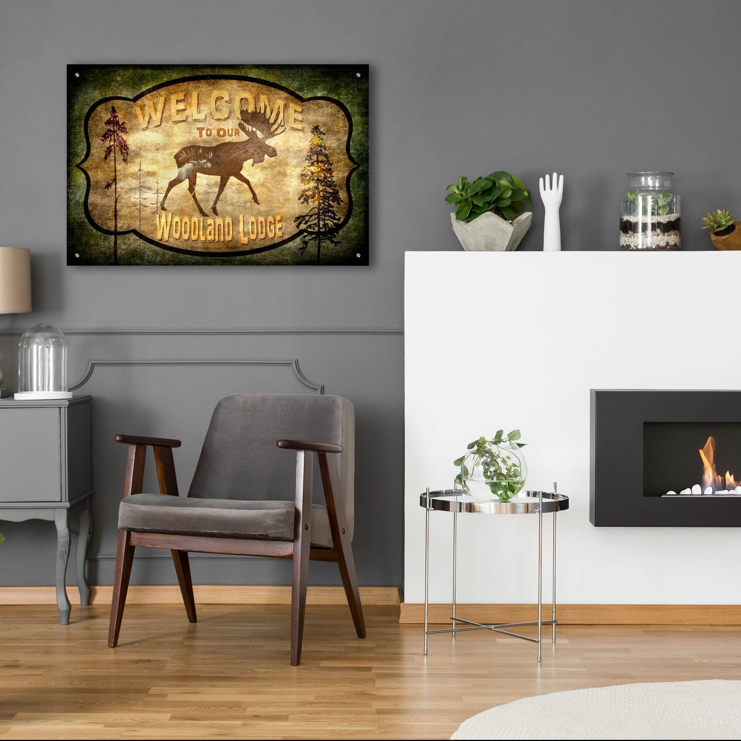 Epic Art 'Welcome Lodge Moose' by Lightbox Journal, Acrylic Glass Wall Art,36x24