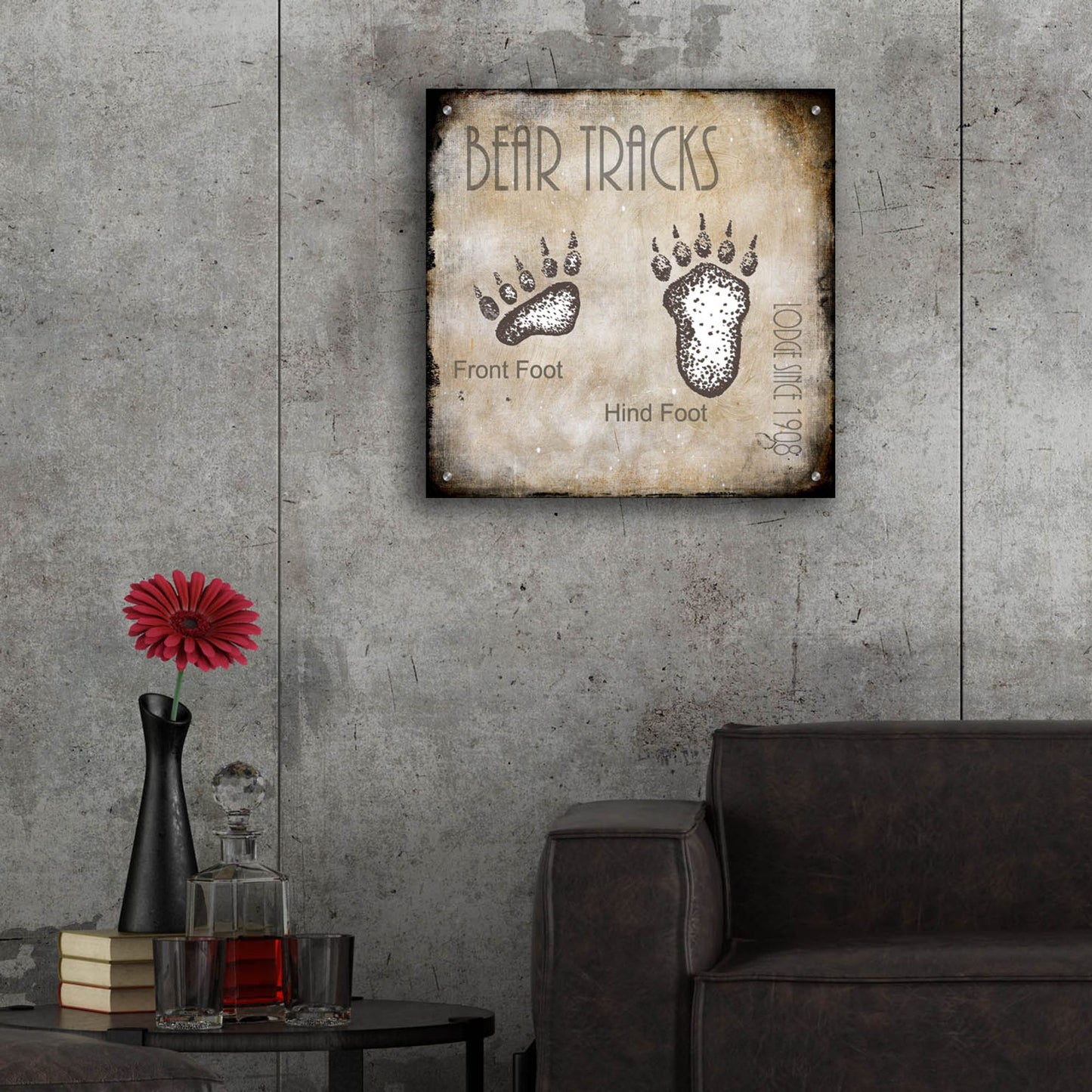 Epic Art 'Moose Lodge 2 - Bear Tracks 2' by Lightbox Journal, Acrylic Glass Wall Art,24x24