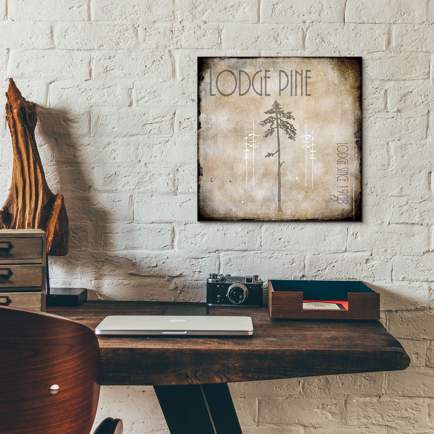 Epic Art 'Moose Lodge 2 - Lodge Pole 3' by Lightbox Journal, Acrylic Glass Wall Art,12x12