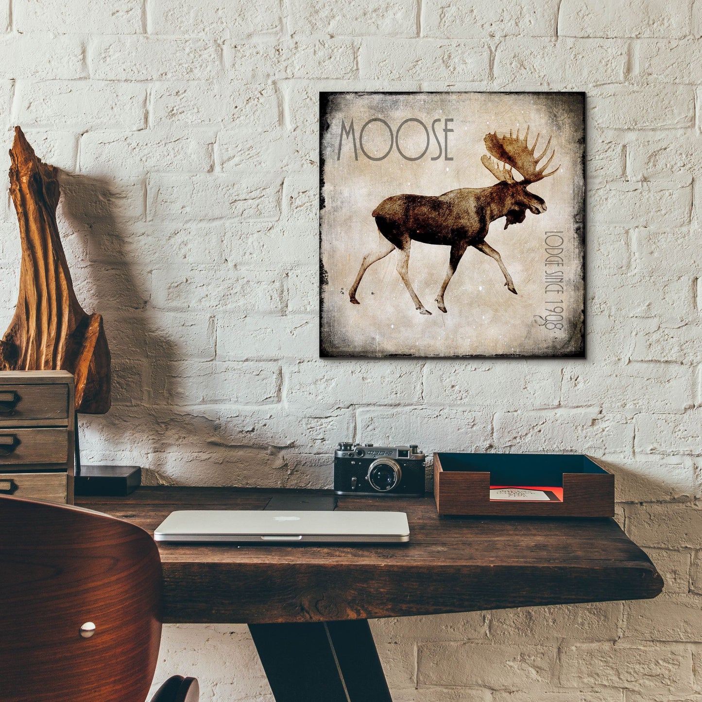 Epic Art 'Moose Lodge 2' by Lightbox Journal, Acrylic Glass Wall Art,12x12