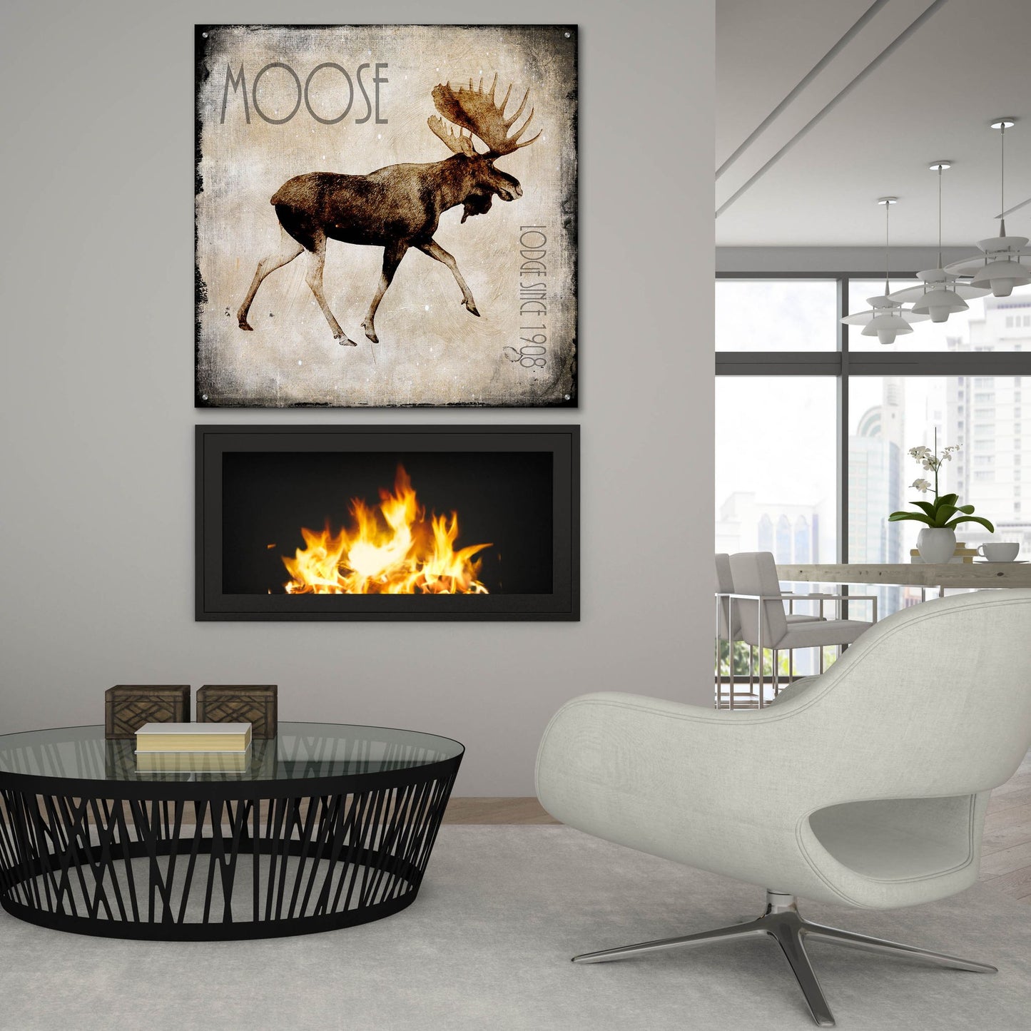 Epic Art 'Moose Lodge 2' by Lightbox Journal, Acrylic Glass Wall Art,36x36