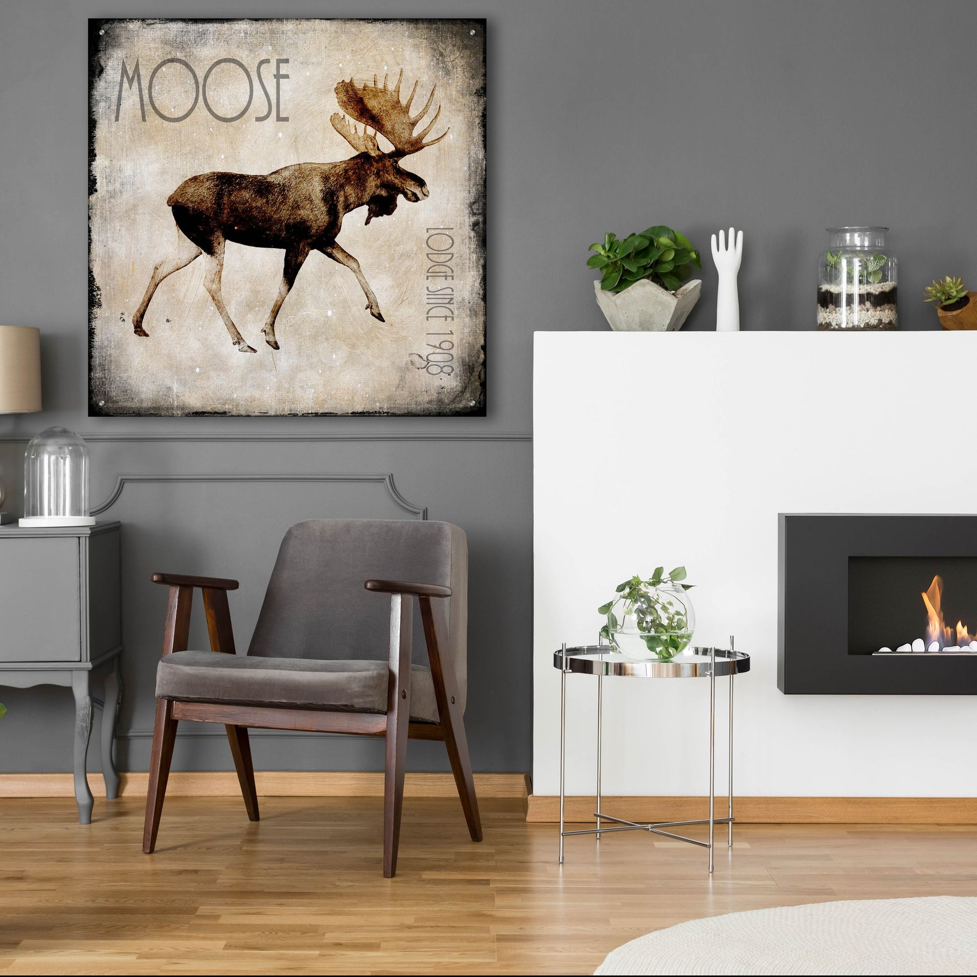 Epic Art 'Moose Lodge 2' by Lightbox Journal, Acrylic Glass Wall Art,36x36