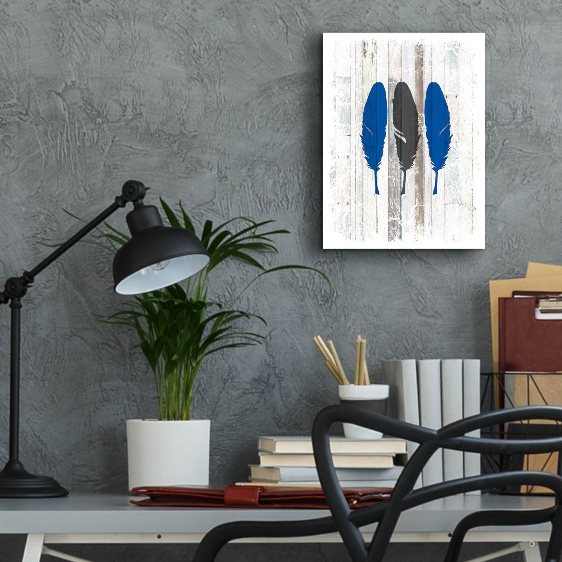 Epic Art 'The Blue Moose - Feathers' by Lightbox Journal, Acrylic Glass Wall Art,12x16