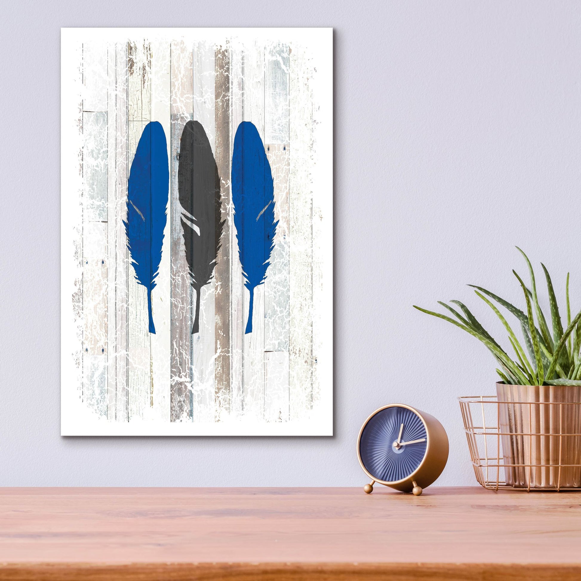 Epic Art 'The Blue Moose - Feathers' by Lightbox Journal, Acrylic Glass Wall Art,12x16