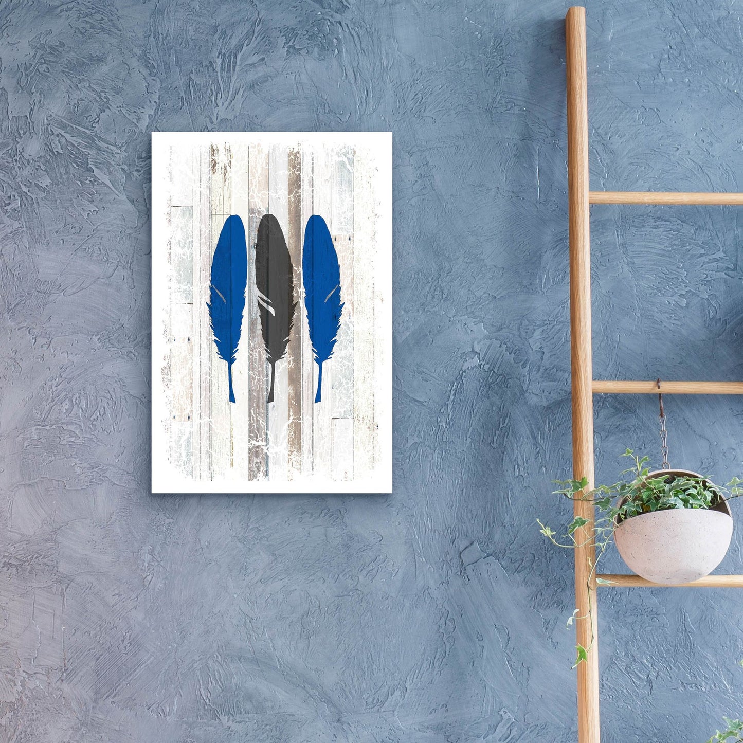 Epic Art 'The Blue Moose - Feathers' by Lightbox Journal, Acrylic Glass Wall Art,16x24