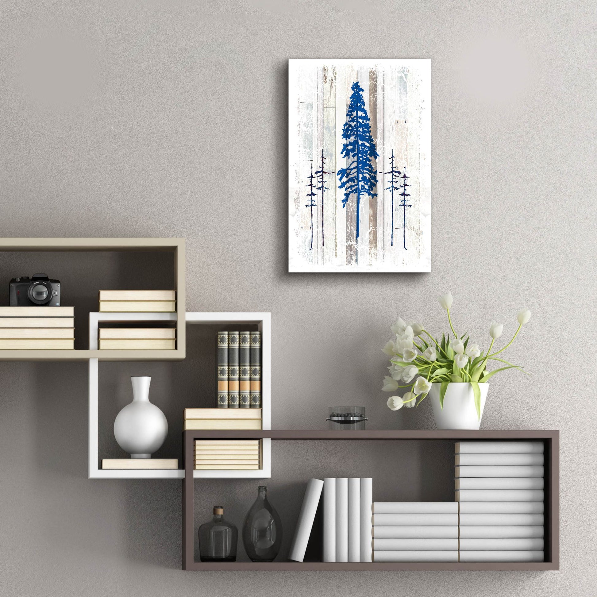 Epic Art 'The Blue Moose - Lodge Pole Pine' by Lightbox Journal, Acrylic Glass Wall Art,16x24