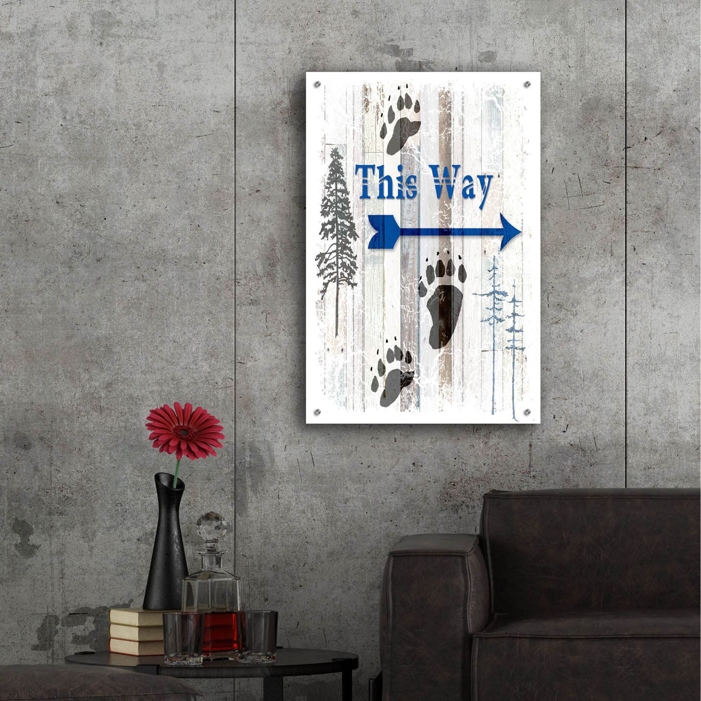 Epic Art 'The Blue Moose - This Way II' by Lightbox Journal, Acrylic Glass Wall Art,24x36