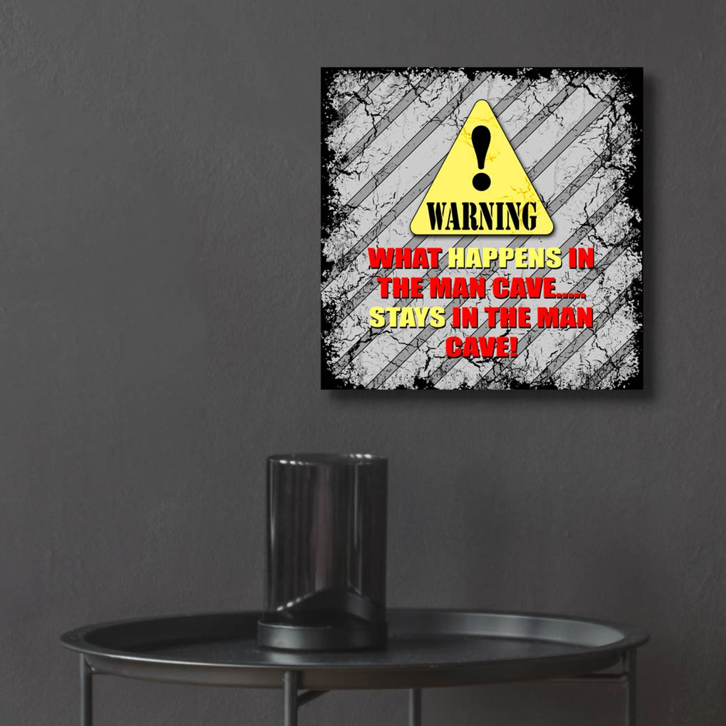 Epic Art 'Warning Man Cave What Happens Stays' by Lightbox Journal, Acrylic Glass Wall Art,12x12