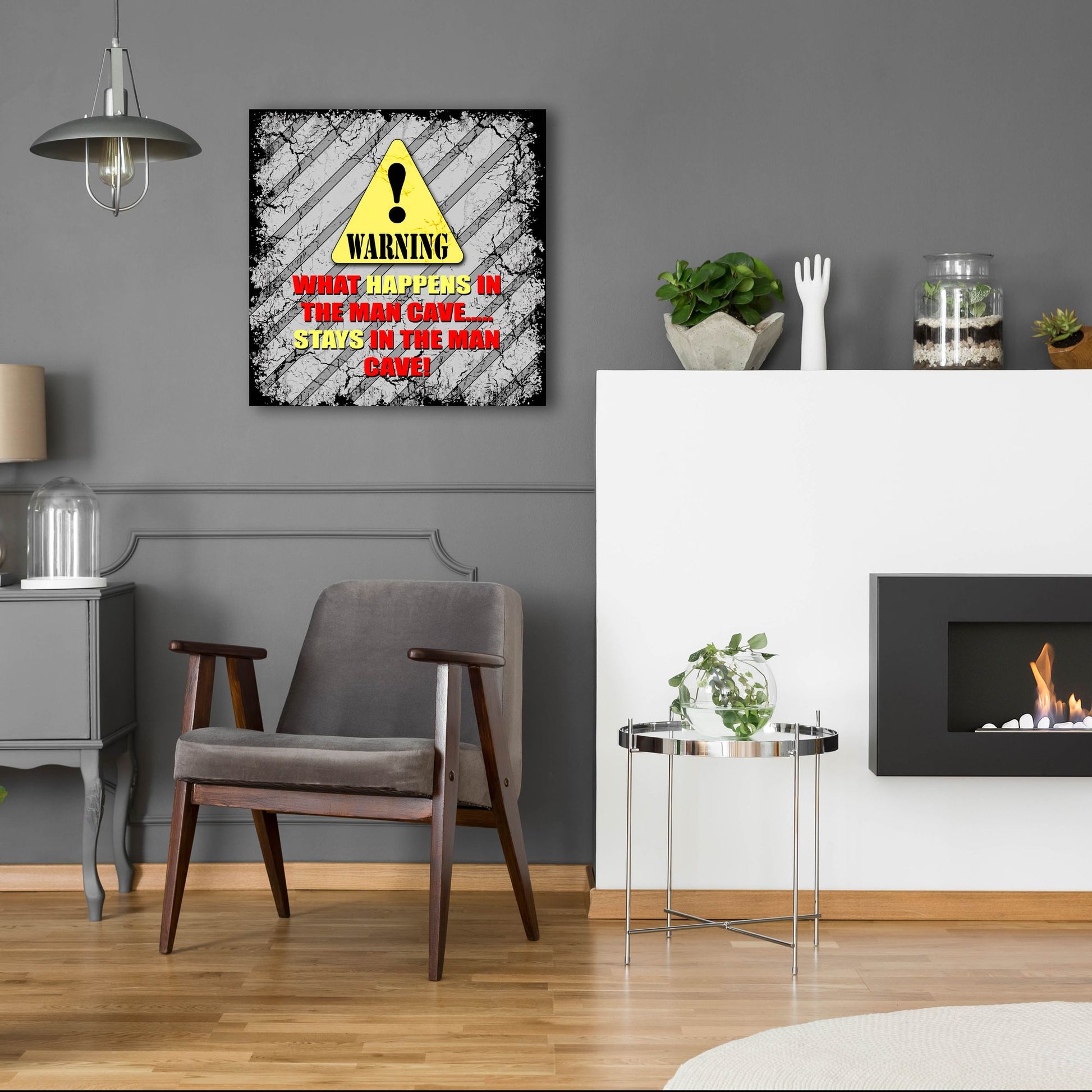 Epic Art 'Warning Man Cave What Happens Stays' by Lightbox Journal, Acrylic Glass Wall Art,24x24