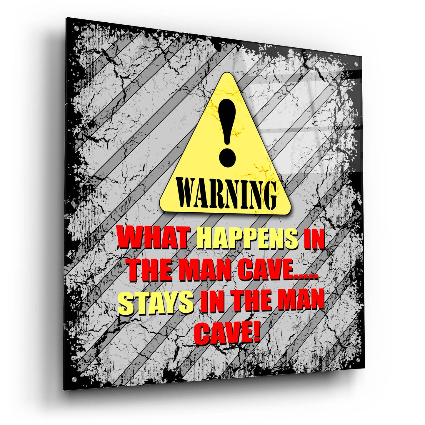 Epic Art 'Warning Man Cave What Happens Stays' by Lightbox Journal, Acrylic Glass Wall Art,36x36