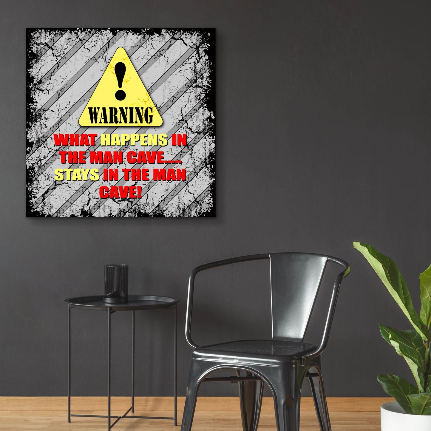 Epic Art 'Warning Man Cave What Happens Stays' by Lightbox Journal, Acrylic Glass Wall Art,36x36