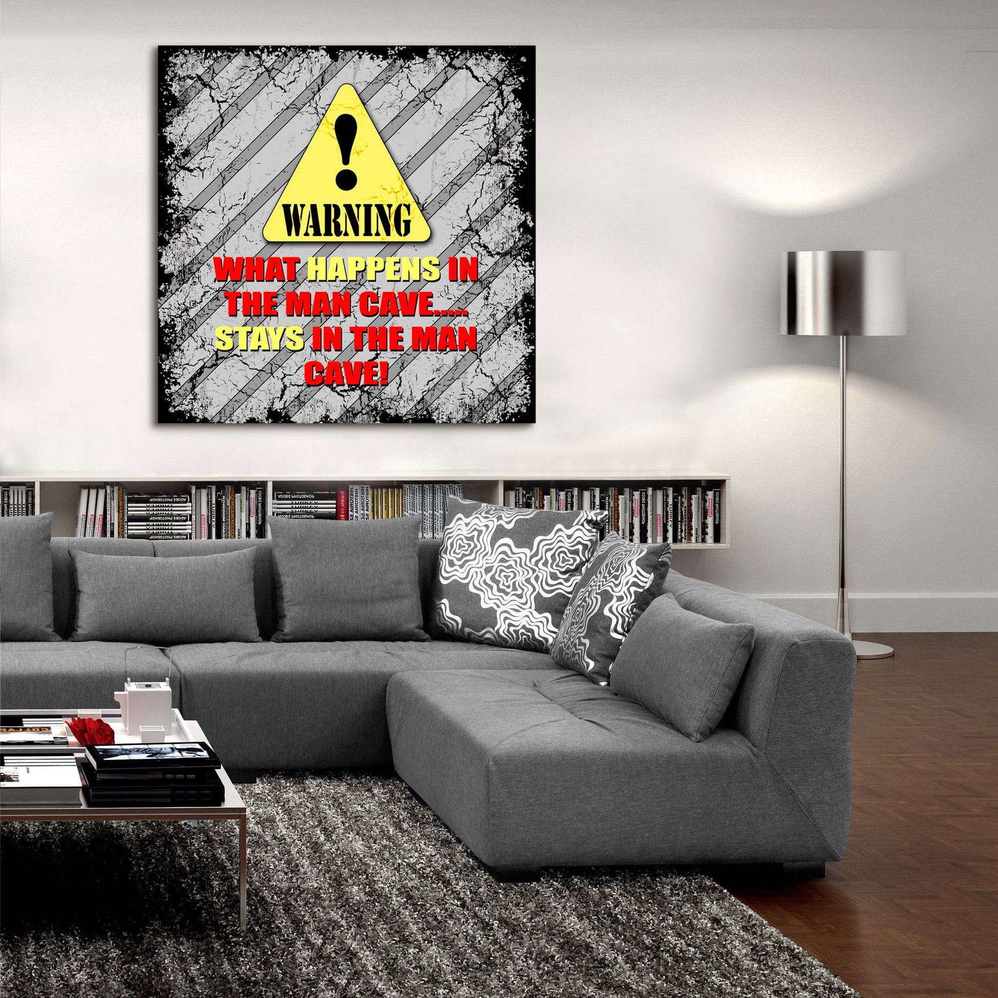 Epic Art 'Warning Man Cave What Happens Stays' by Lightbox Journal, Acrylic Glass Wall Art,36x36