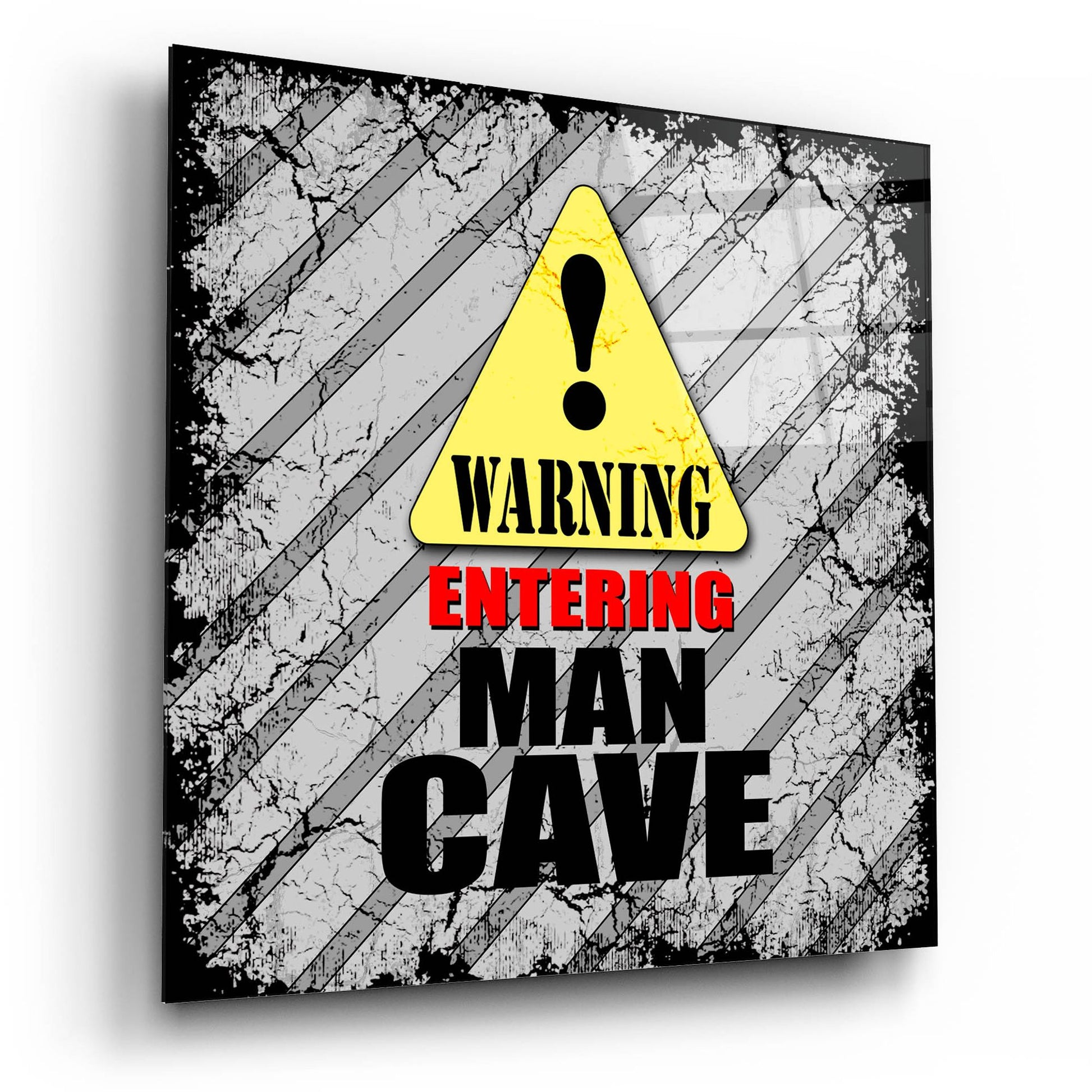 Epic Art 'Warning Man Cave' by Lightbox Journal, Acrylic Glass Wall Art,12x12