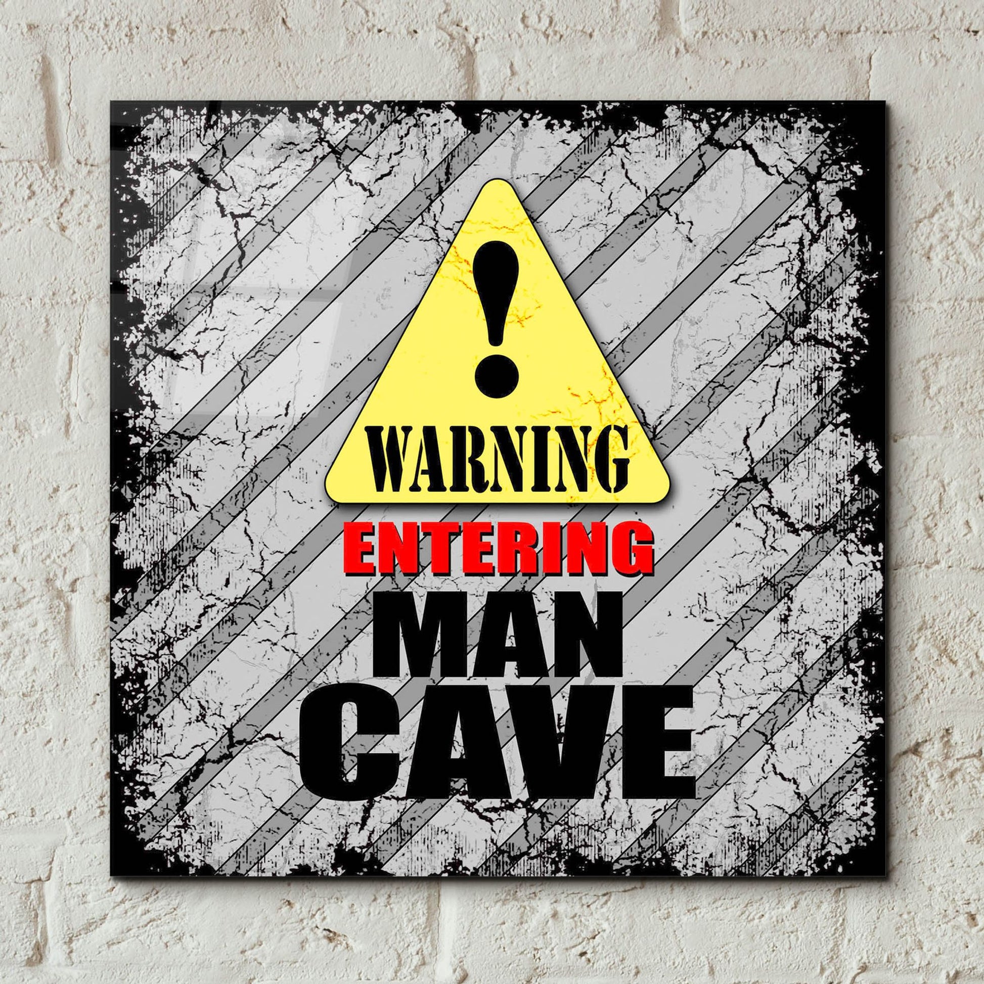 Epic Art 'Warning Man Cave' by Lightbox Journal, Acrylic Glass Wall Art,12x12