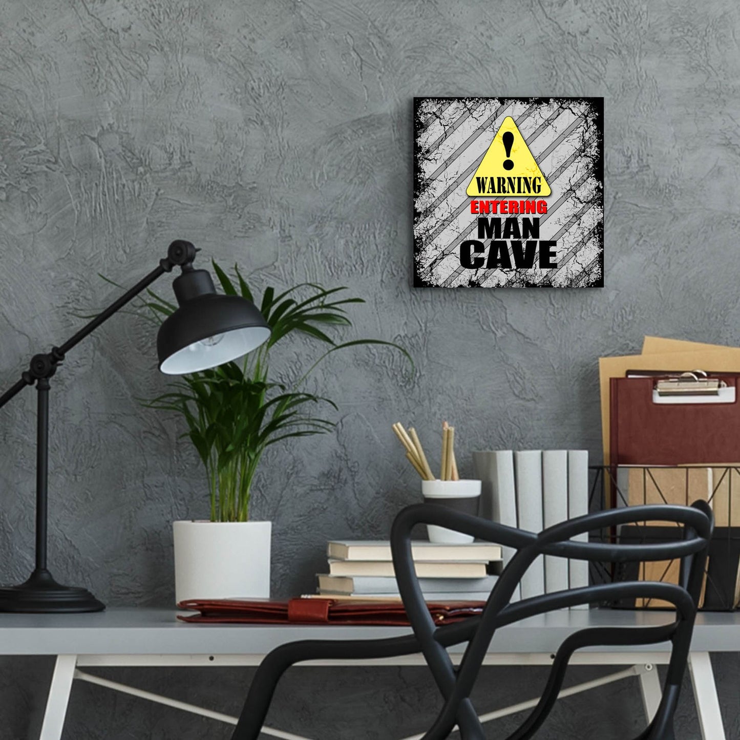 Epic Art 'Warning Man Cave' by Lightbox Journal, Acrylic Glass Wall Art,12x12