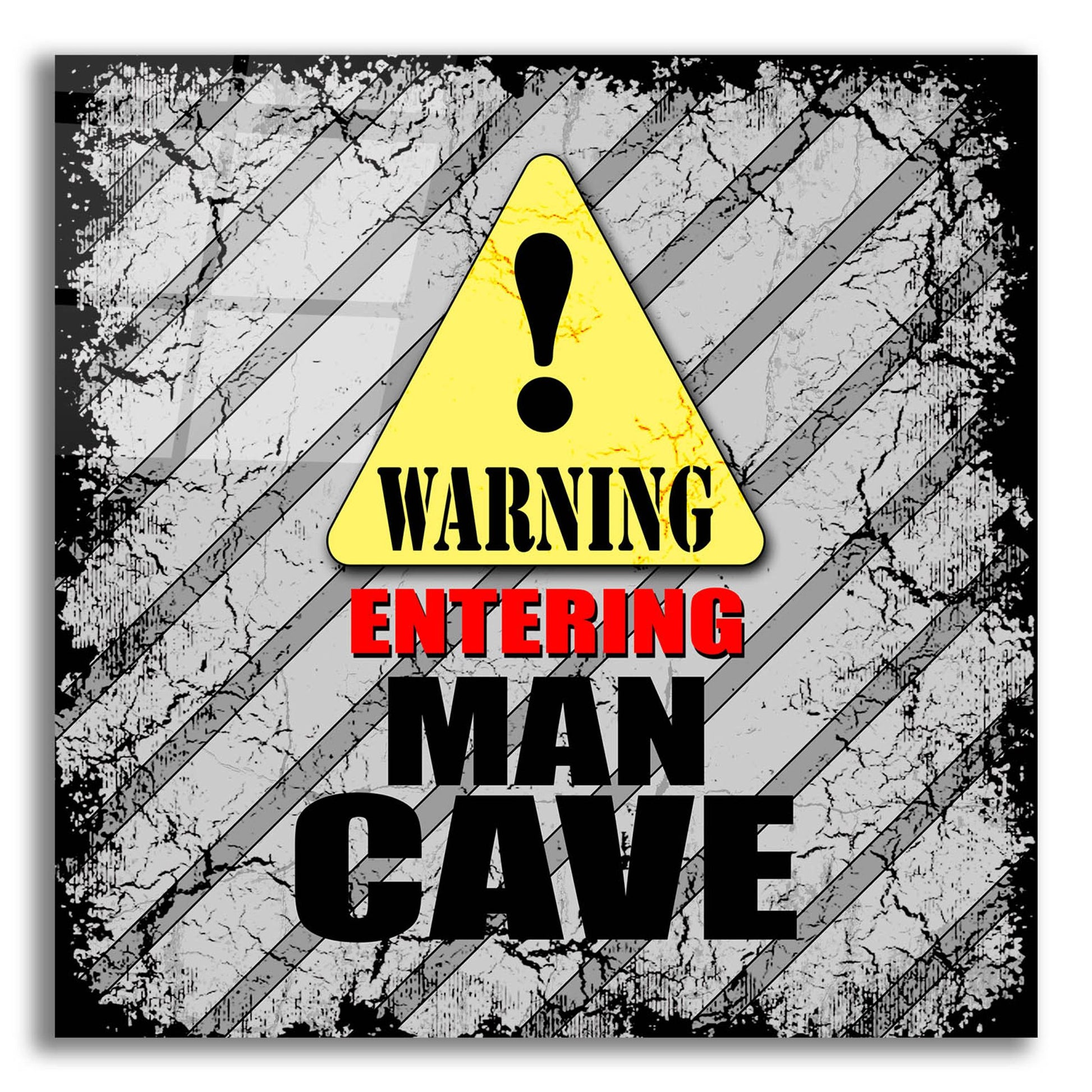 Epic Art 'Warning Man Cave' by Lightbox Journal, Acrylic Glass Wall Art,12x12