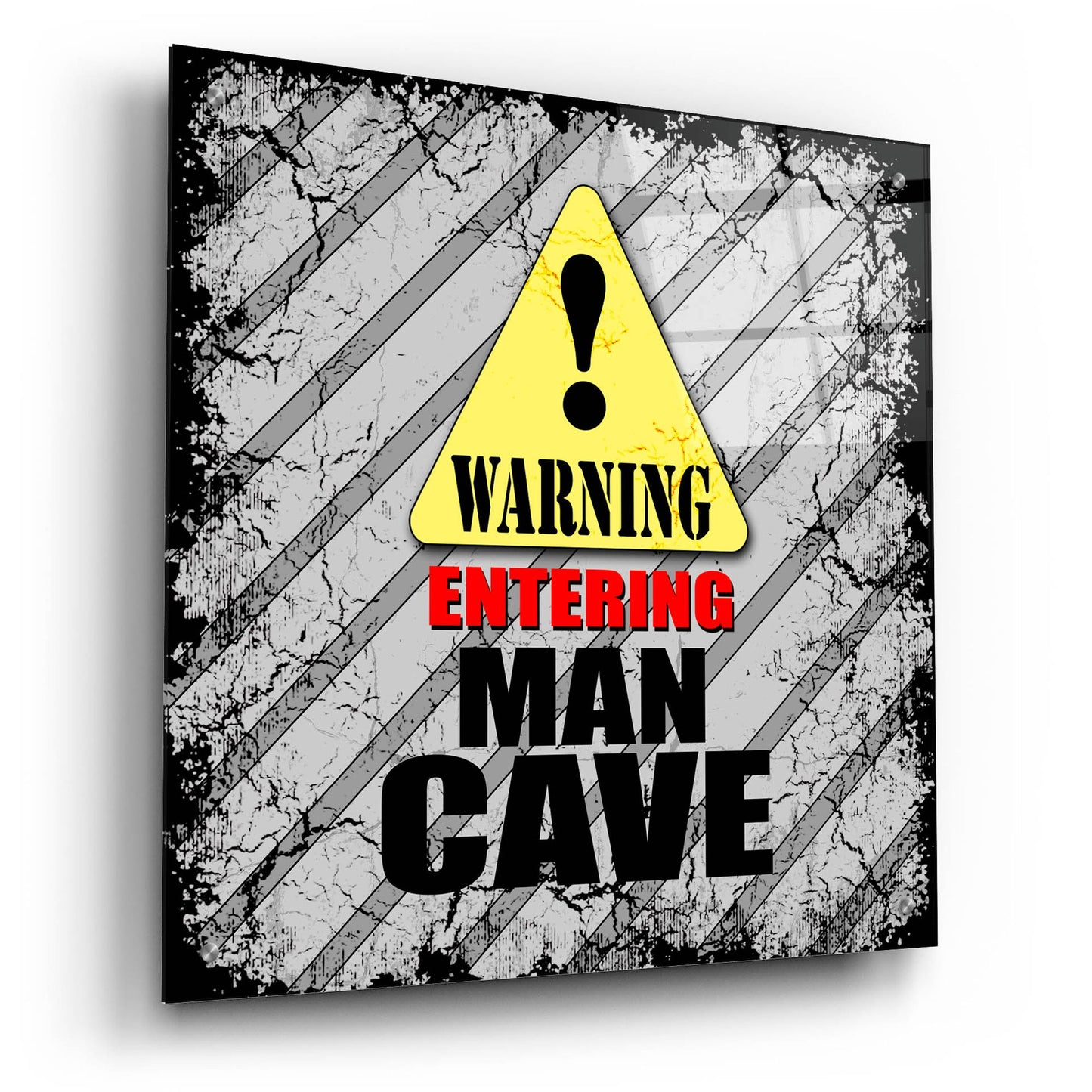 Epic Art 'Warning Man Cave' by Lightbox Journal, Acrylic Glass Wall Art,24x24