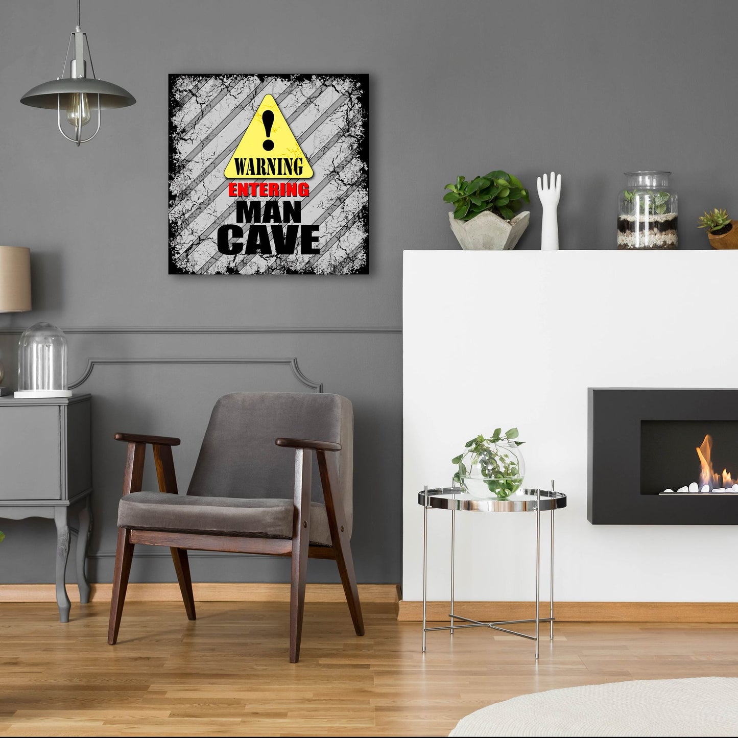 Epic Art 'Warning Man Cave' by Lightbox Journal, Acrylic Glass Wall Art,24x24