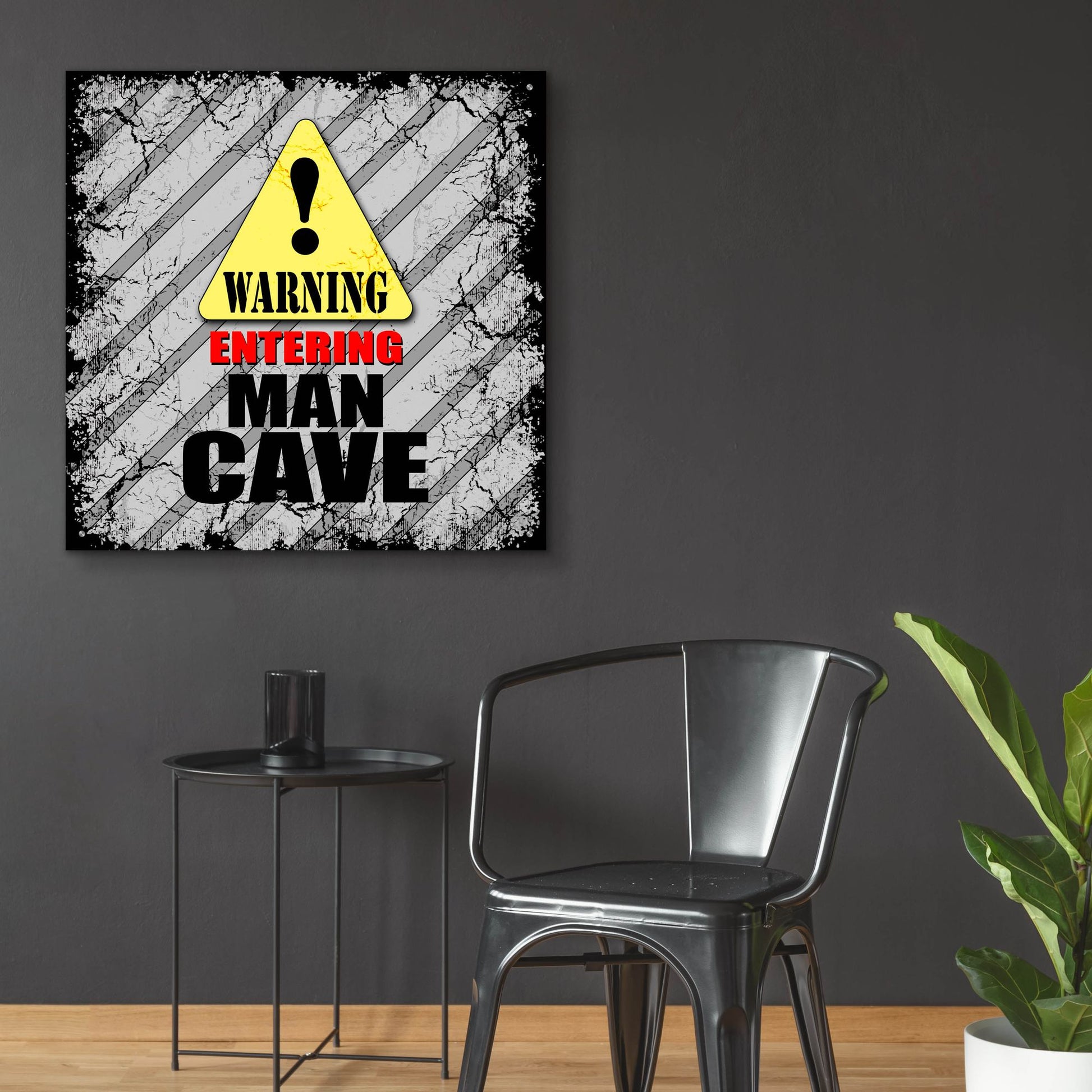 Epic Art 'Warning Man Cave' by Lightbox Journal, Acrylic Glass Wall Art,36x36