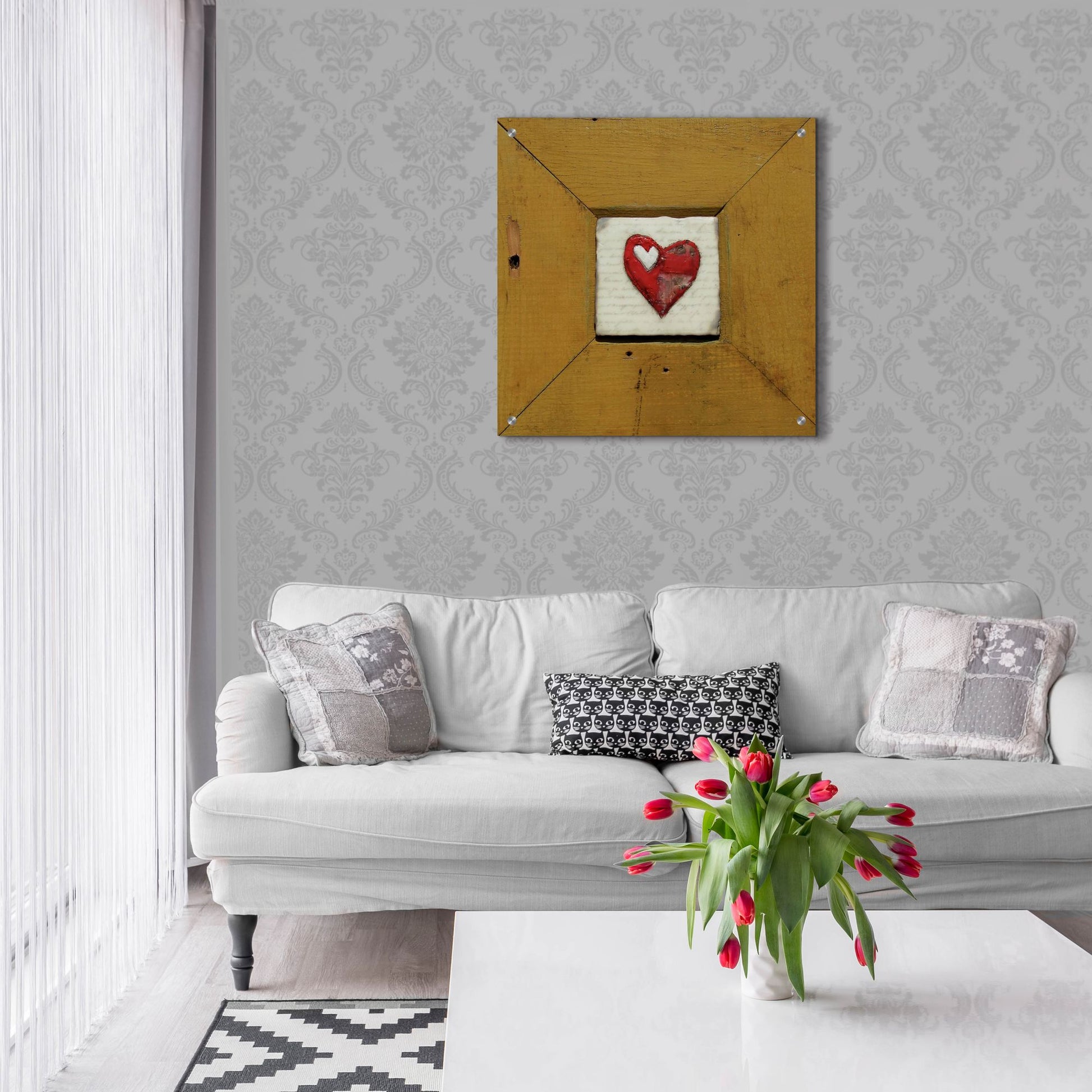 Epic Art 'Hearts Deisre Gold' by LovIsArt, Acrylic Glass Wall Art,24x24