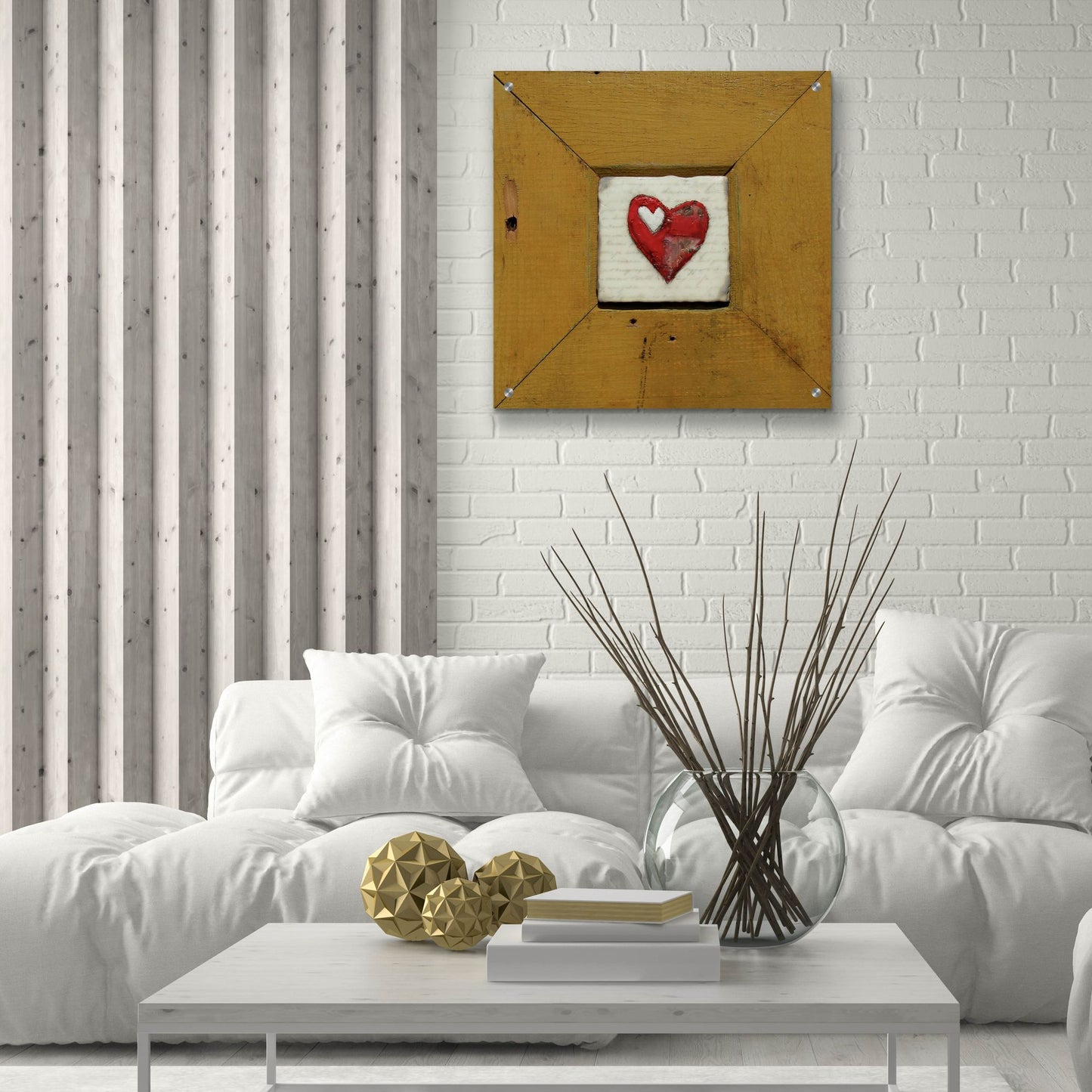 Epic Art 'Hearts Deisre Gold' by LovIsArt, Acrylic Glass Wall Art,24x24