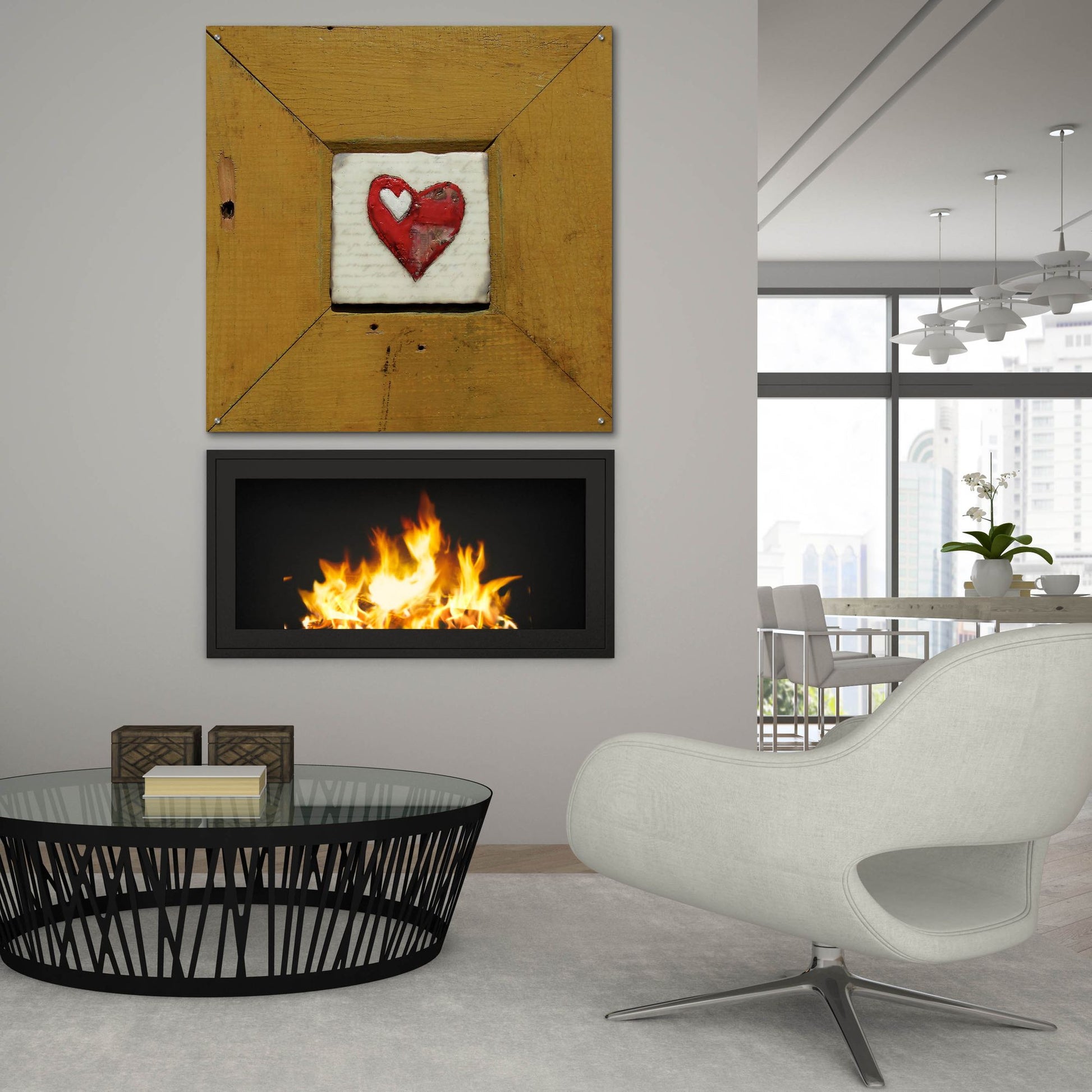 Epic Art 'Hearts Deisre Gold' by LovIsArt, Acrylic Glass Wall Art,36x36