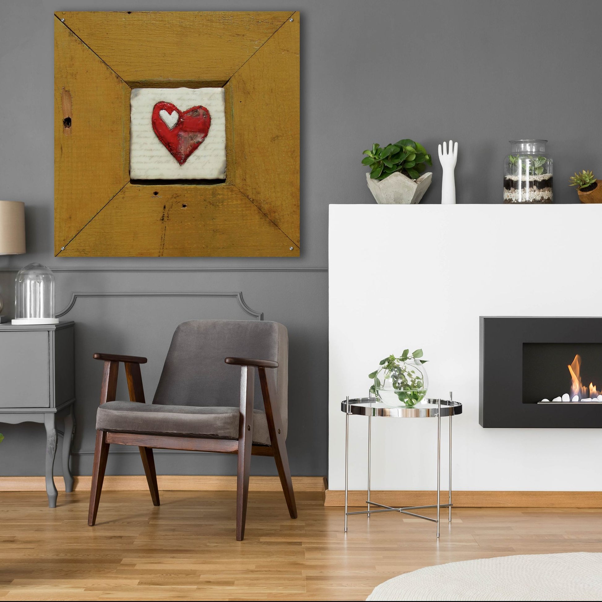 Epic Art 'Hearts Deisre Gold' by LovIsArt, Acrylic Glass Wall Art,36x36