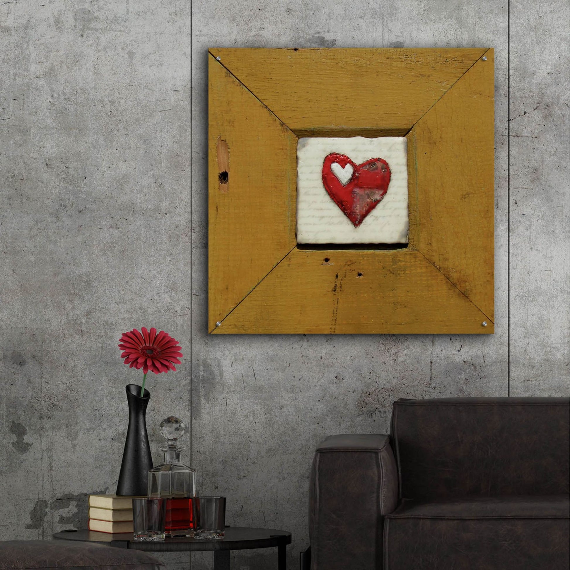 Epic Art 'Hearts Deisre Gold' by LovIsArt, Acrylic Glass Wall Art,36x36