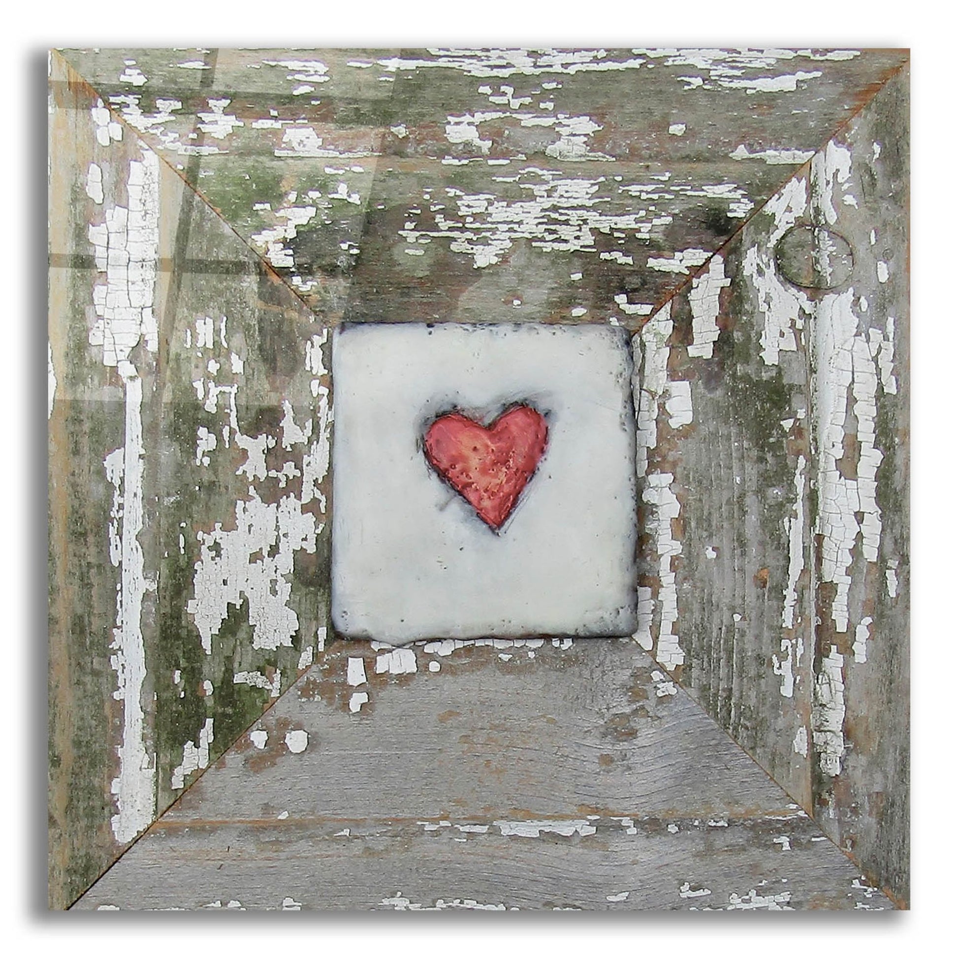 Epic Art 'Hearts' Desire Distressed White' by LovIsArt, Acrylic Glass Wall Art,12x12