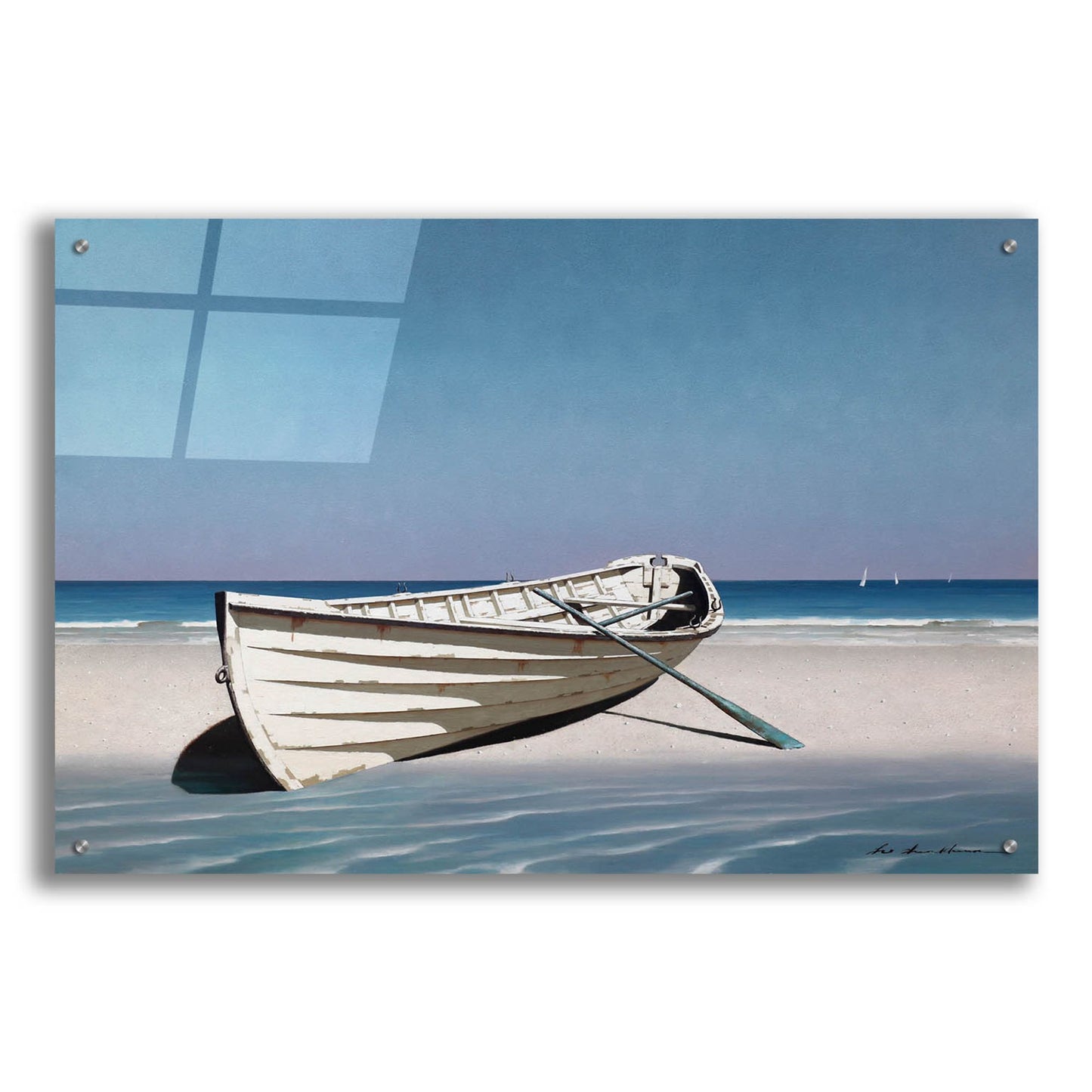 Epic Art 'White Boat On Beach' by Zhen-Huan Lu, Acrylic Glass Wall Art