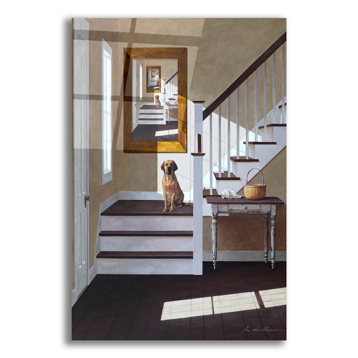 Epic Art 'Droste and Dog On Stairs' by Zhen-Huan Lu, Acrylic Glass Wall Art