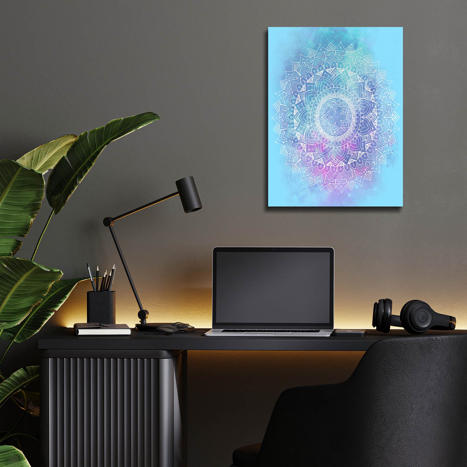 Epic Art 'Blue Mandala' by Sabrina Balbuena, Acrylic Glass Wall Art,12x16