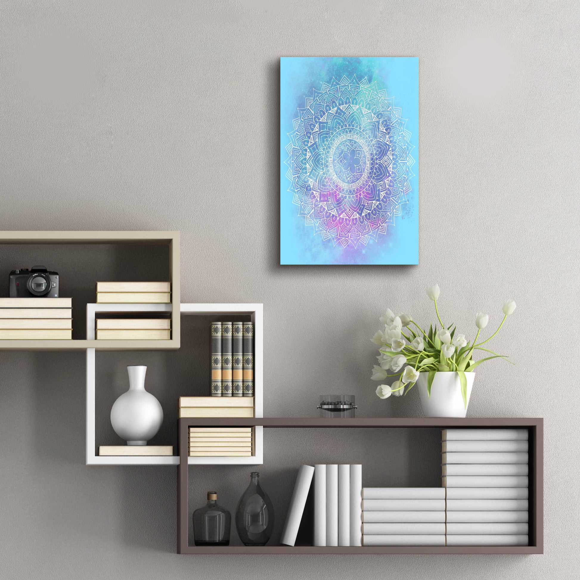 Epic Art 'Blue Mandala' by Sabrina Balbuena, Acrylic Glass Wall Art,16x24