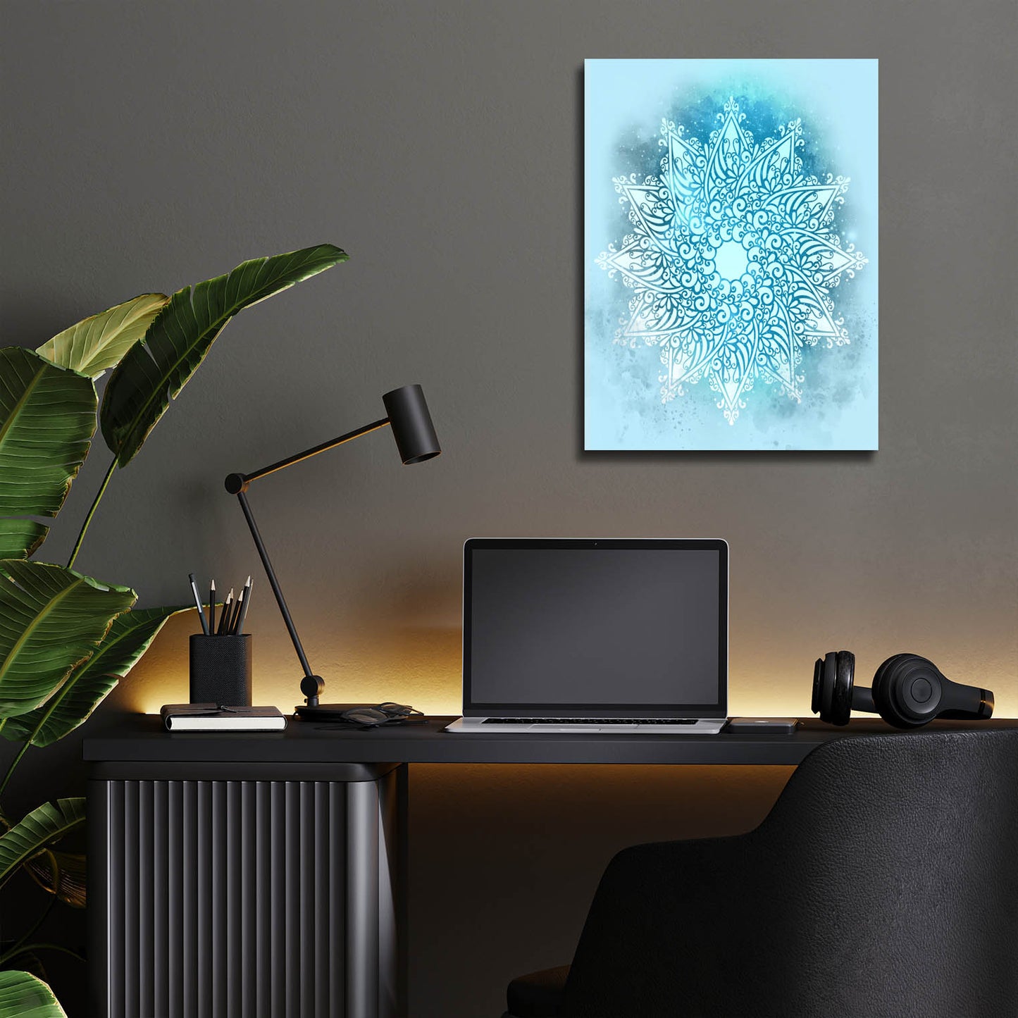 Epic Art 'Blue Mandala Stars' by Sabrina Balbuena, Acrylic Glass Wall Art,12x16