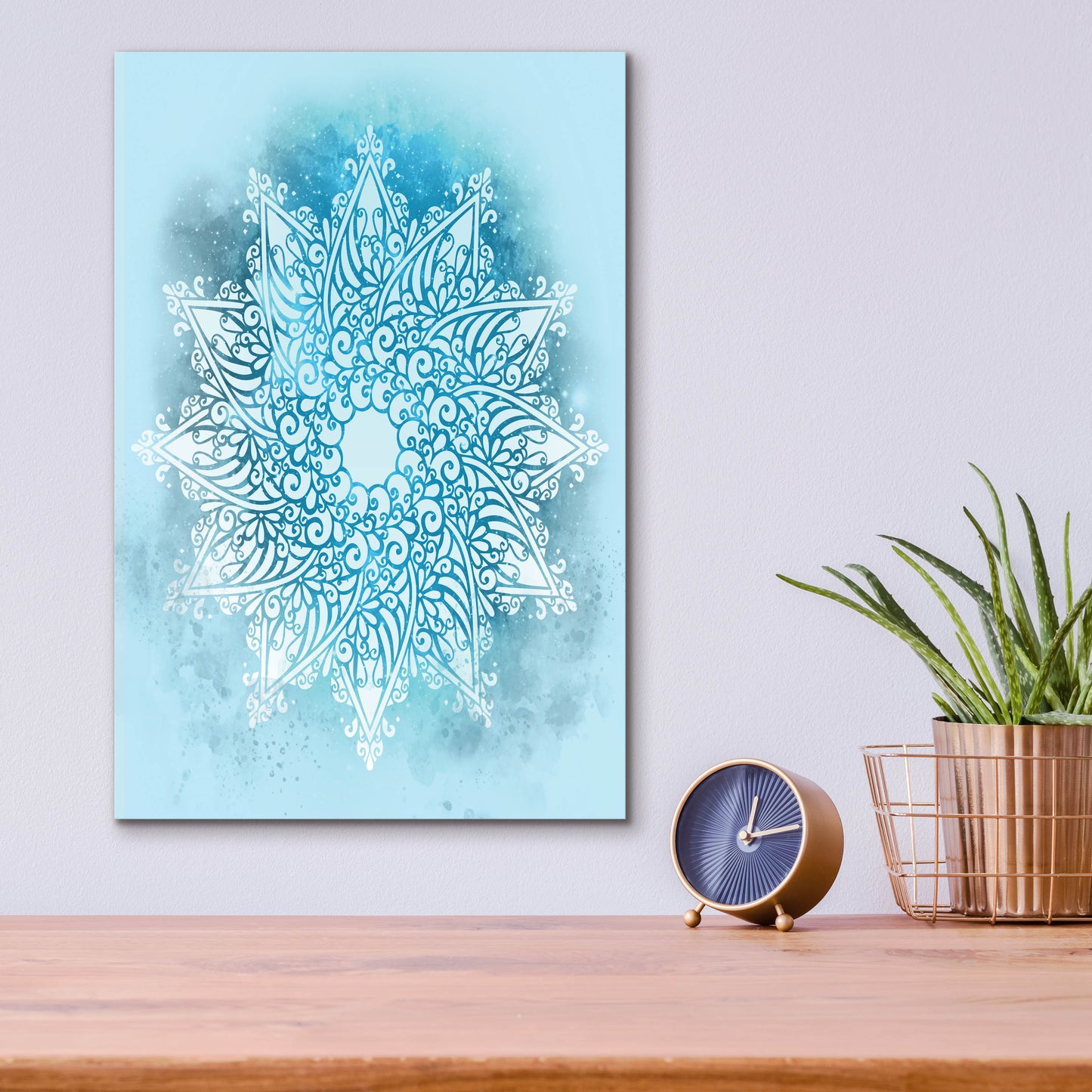 Epic Art 'Blue Mandala Stars' by Sabrina Balbuena, Acrylic Glass Wall Art,12x16