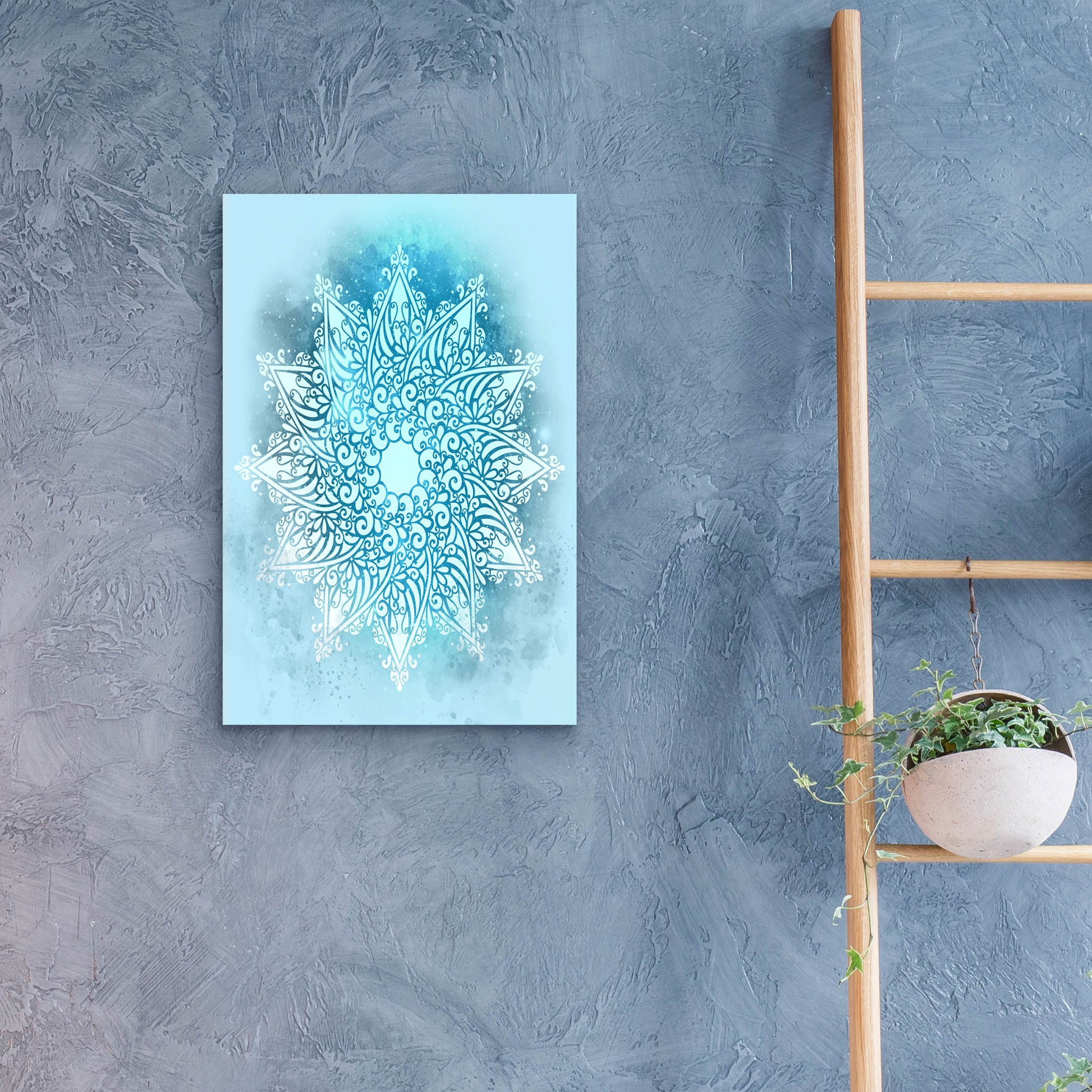 Epic Art 'Blue Mandala Stars' by Sabrina Balbuena, Acrylic Glass Wall Art,16x24